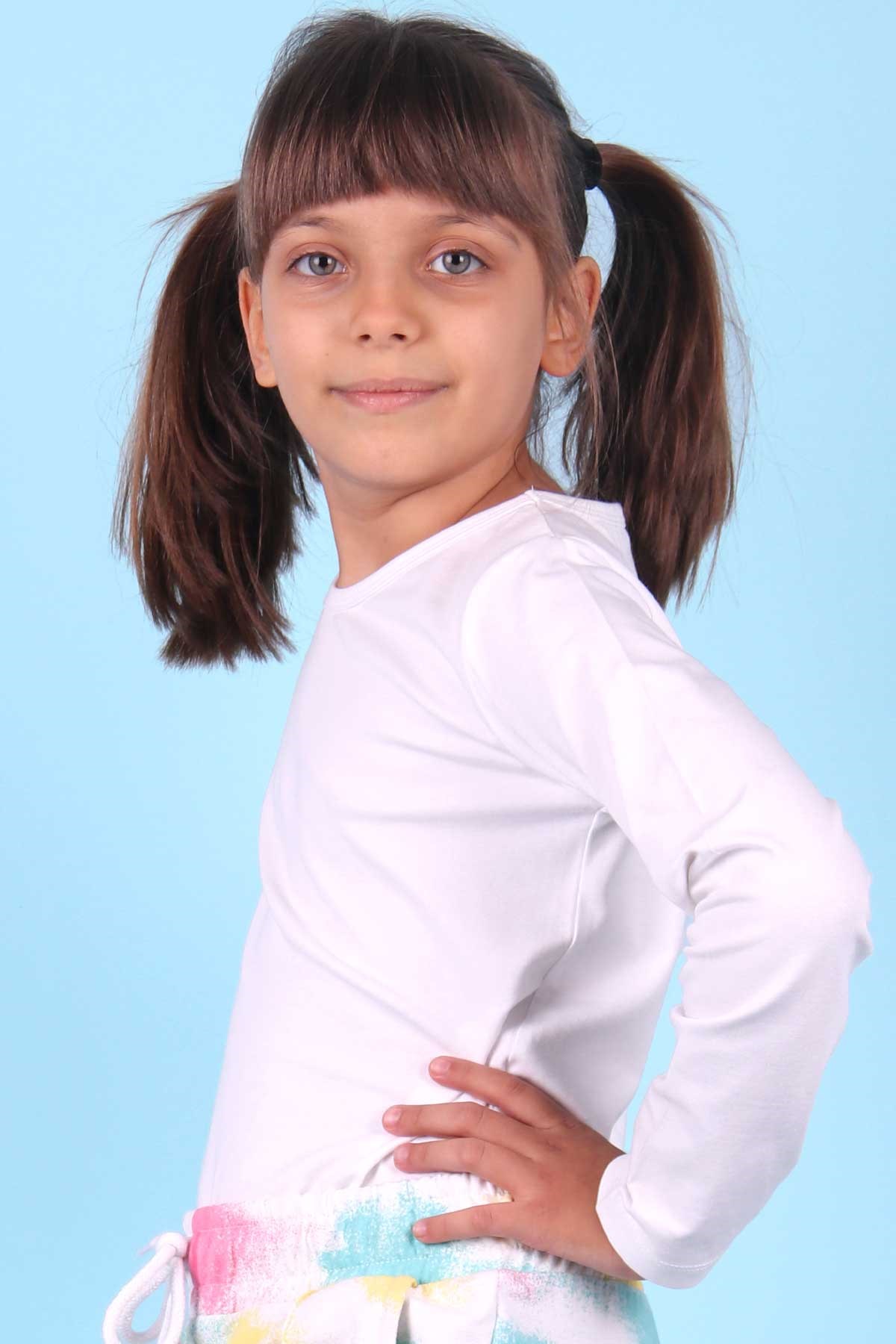 Breeze Kız Çocuk Uzun Kollu Tişört Basic Ekru (6-15 Yaş)