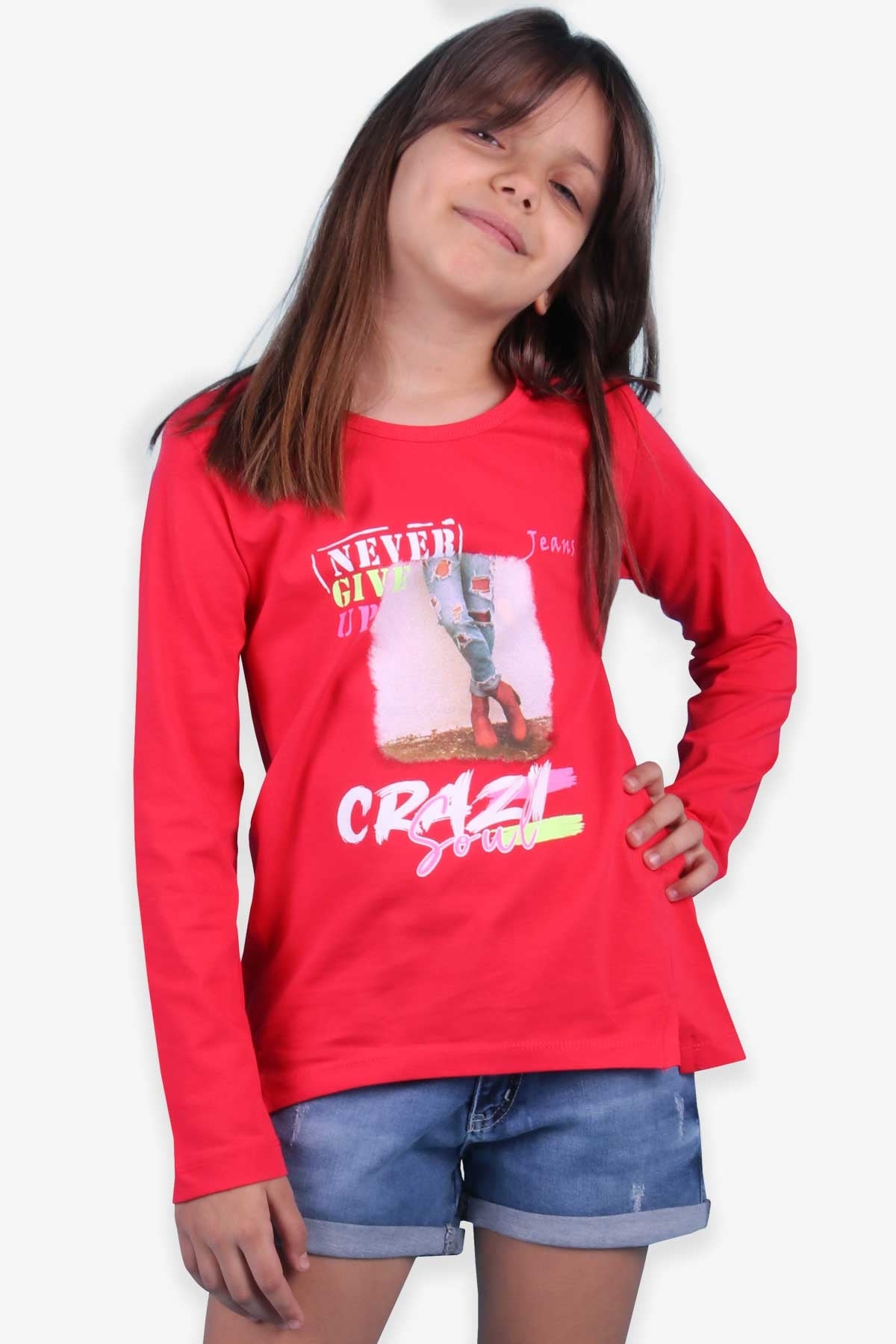 Breeze Kız Çocuk Uzun Kollu Tişört Baskılı Narçiçeği (9-14 Yaş)