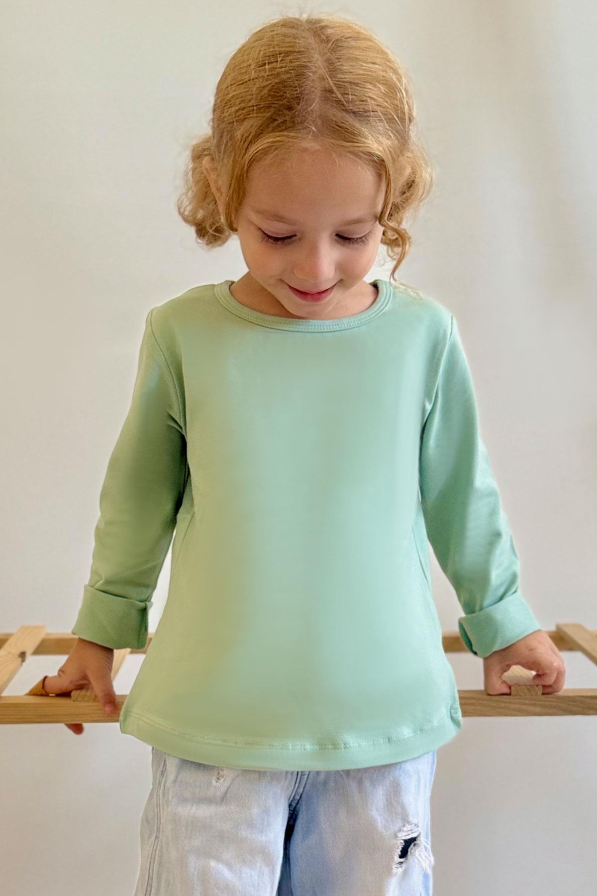 Breeze Kız Çocuk Uzun Kollu Tişört Basic Mint Yeşili (3-4 Yaş)