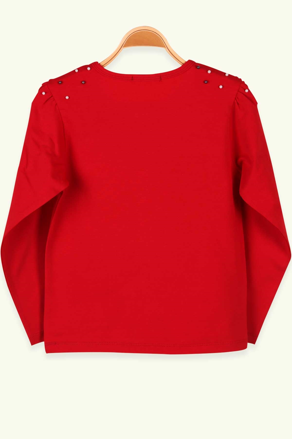 Breeze Kız Çocuk Uzun Kollu Tişört Basic İncili Kırmızı (7-12 Yaş)