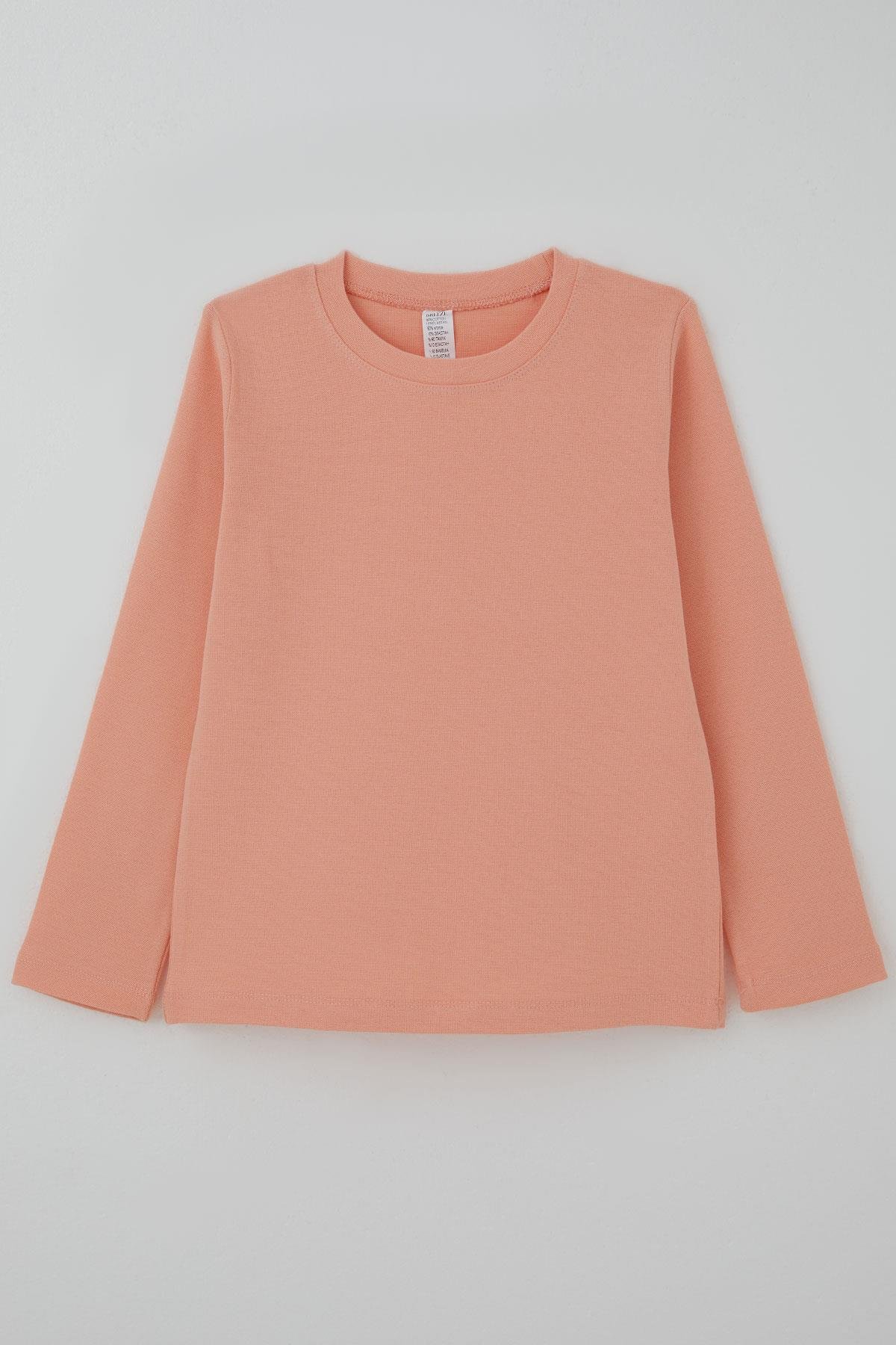 Breeze Kız Çocuk Uzun Kollu Tişört Basic Somon (4-8 Yaş)