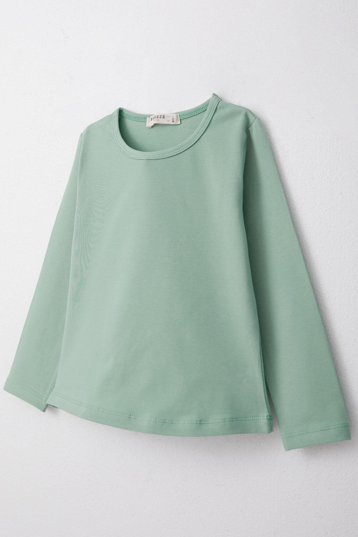 Breeze Kız Çocuk Uzun Kollu Tişört Basic Mint Yeşili (3-4 Yaş)