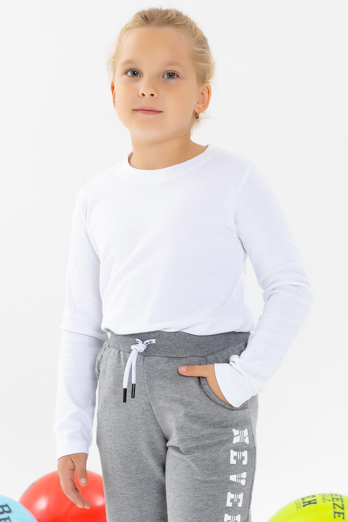 Breeze Kız Çocuk Uzun Kollu Tişört Basic Beyaz (5-12 Yaş)