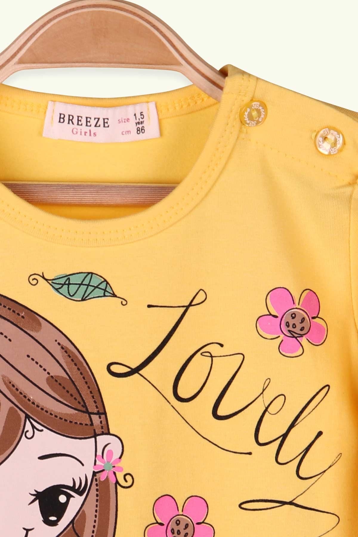 Breeze Kız Çocuk Uzun Kollu Tişört Kız Baskılı Sarı (1.5-5 Yaş)
