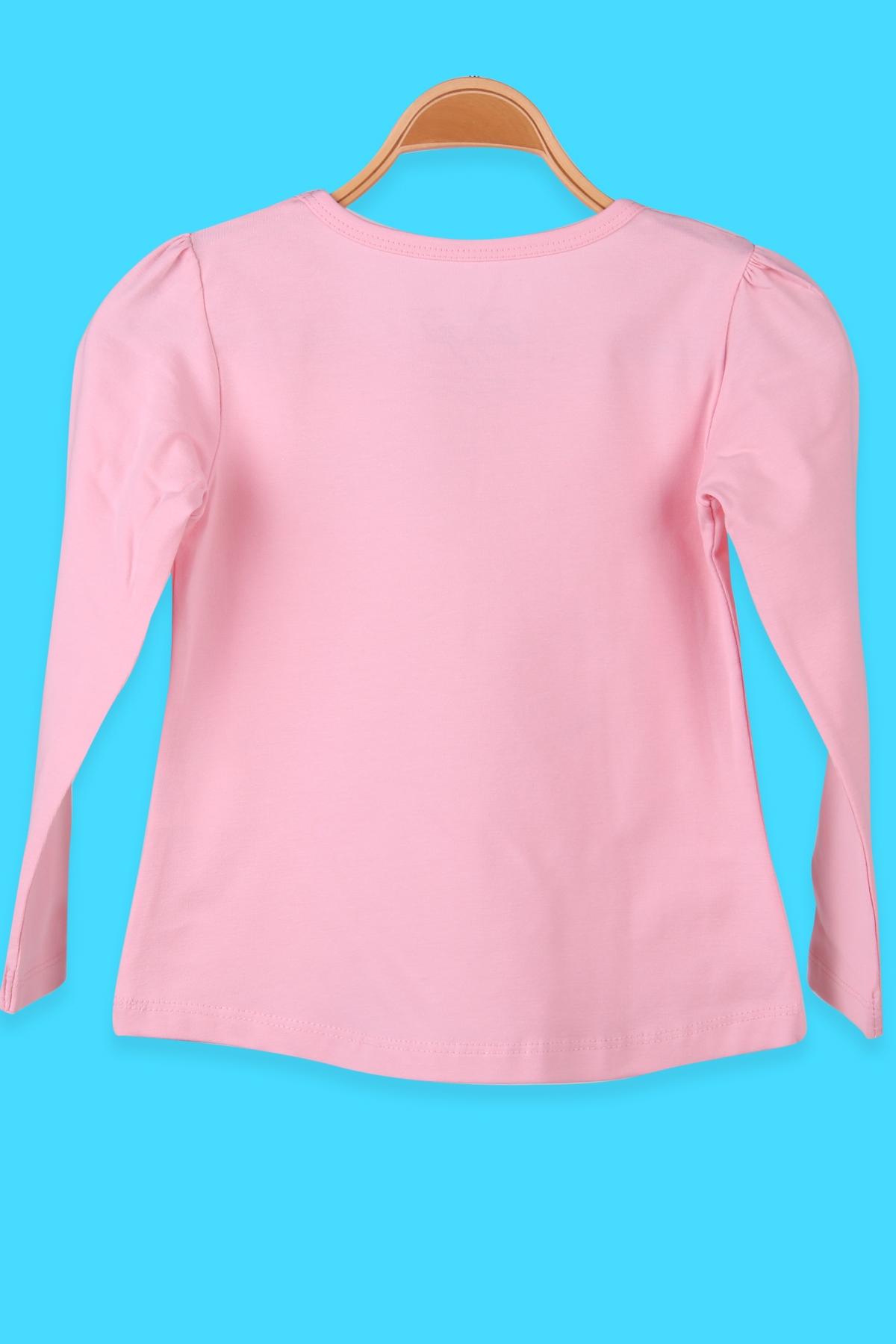 Breeze Kız Çocuk Uzun Kollu Tişört Kız Baskılı Pul İşlemeli Pudra (3-8 Yaş)