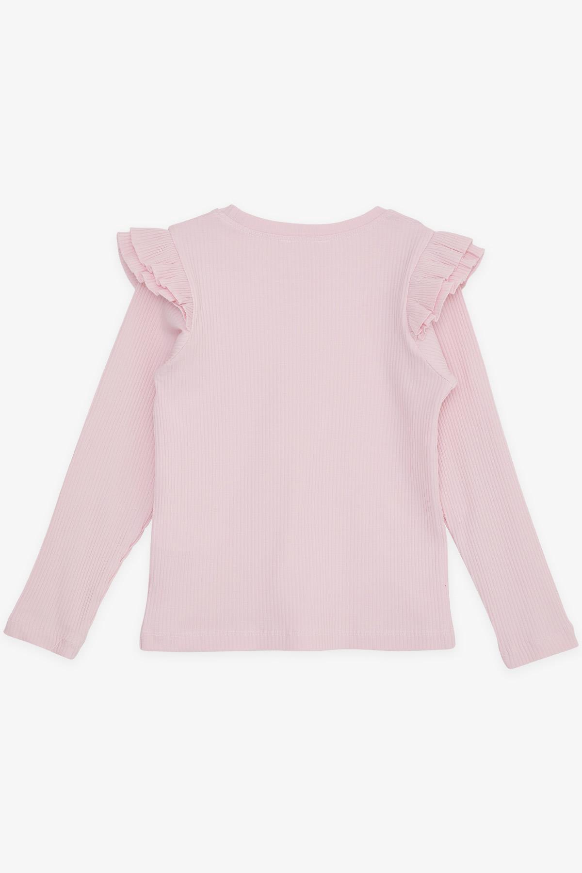 Breeze Kız Çocuk Uzun Kollu Tişört Omuzu Fırfırlı Pembe (5-10 Yaş)