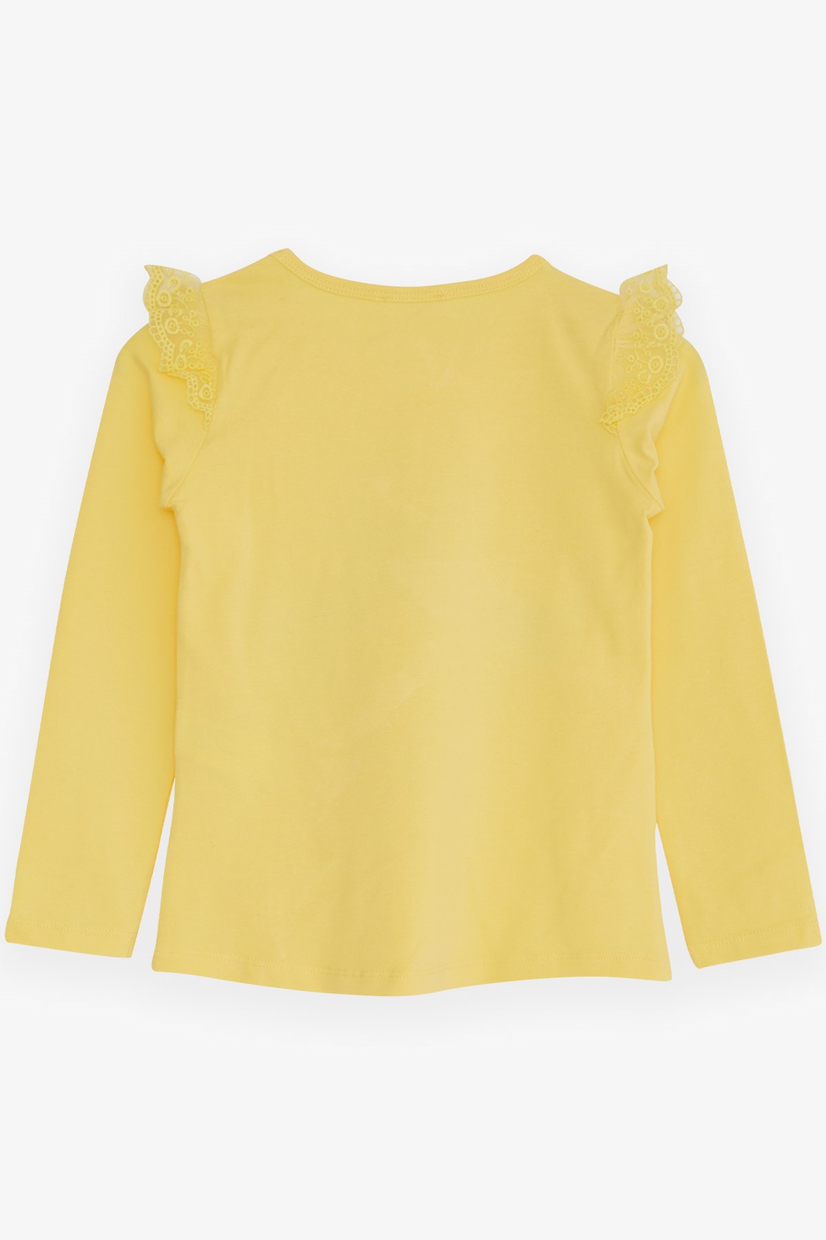 Breeze Kız Çocuk Uzun Kollu Tişört Omuzu Güpürlü Sarı (4-9 Yaş)