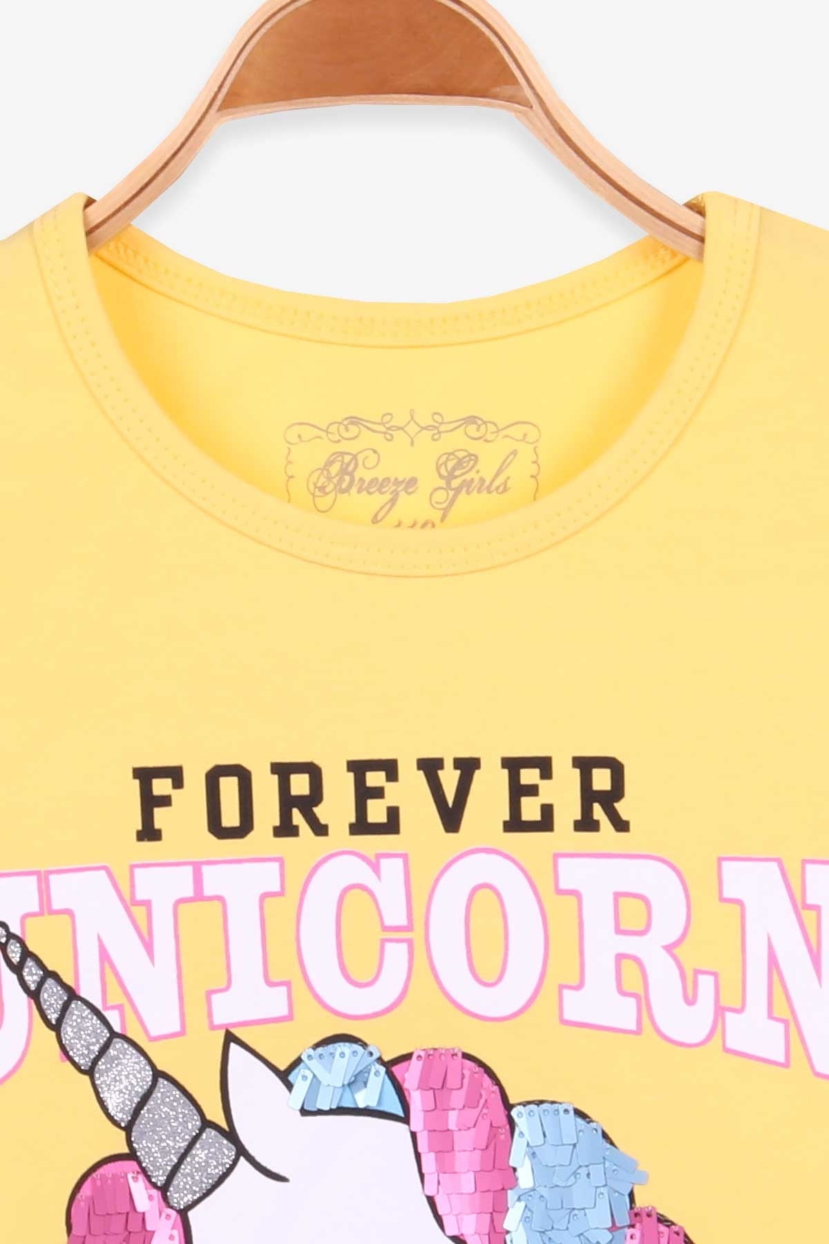 Breeze Kız Çocuk Uzun Kollu Tişört Unicorn Sarı (5-10 Yaş)