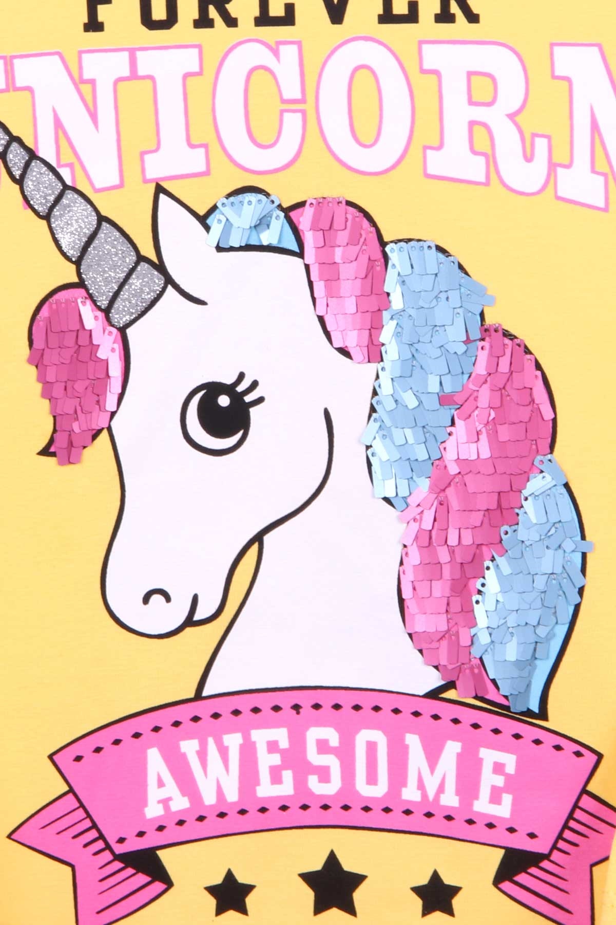 Breeze Kız Çocuk Uzun Kollu Tişört Unicorn Sarı (5-10 Yaş)