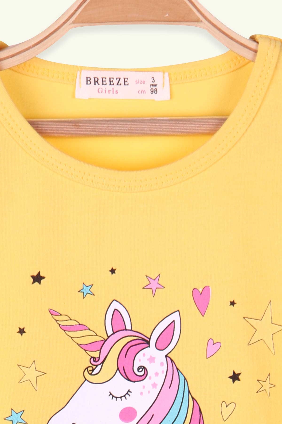 Breeze Kız Çocuk Uzun Kollu Tişört Unicorn Sarı (3 Yaş-8 Yaş)