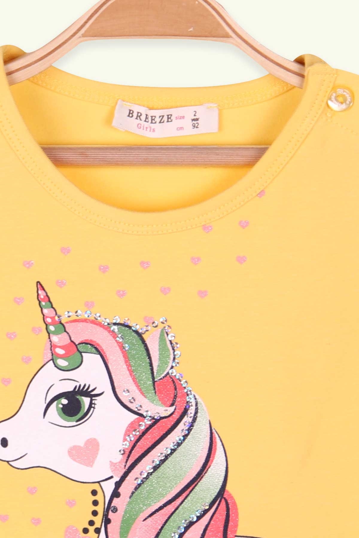 Breeze Kız Çocuk Uzun Kollu Tişört Unicorn Sarı (2-6 Yaş)