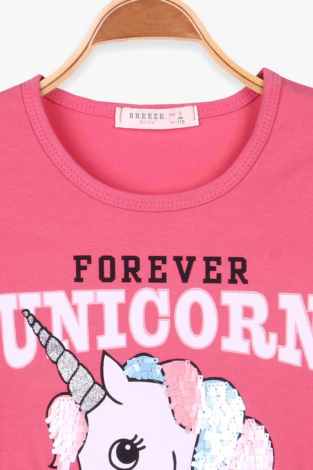 Breeze Kız Çocuk Uzun Kollu Tişört Unicorn Gülkurusu (5-10 Yaş)