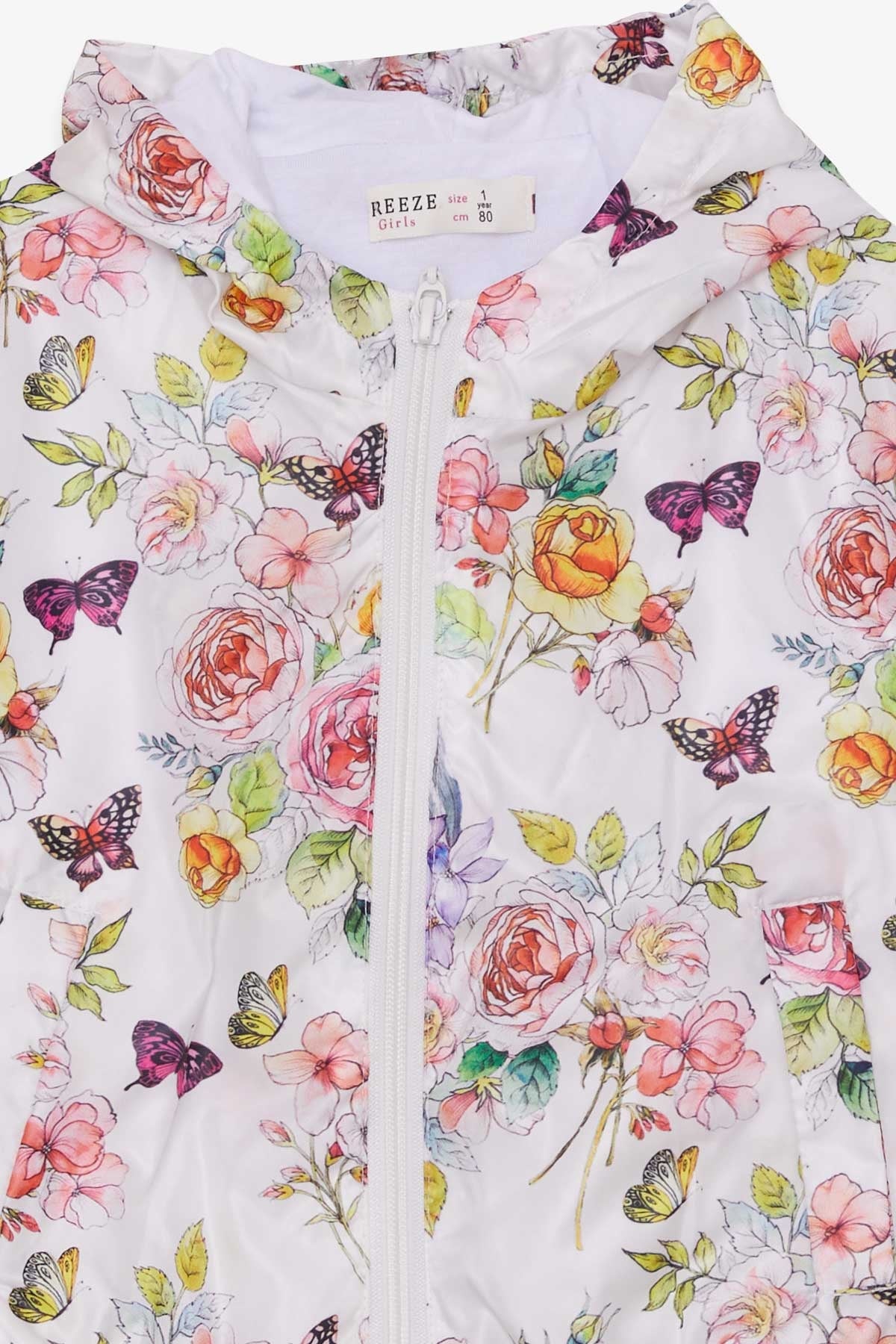 Breeze Kız Çocuk Yağmurluk Çiçek Desenli Beyaz (1-6 Yaş)