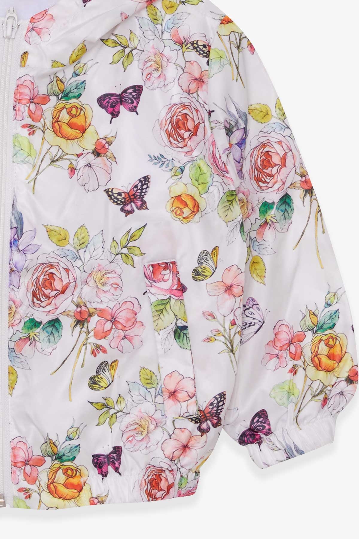 Breeze Kız Çocuk Yağmurluk Çiçek Desenli Beyaz (1-6 Yaş)
