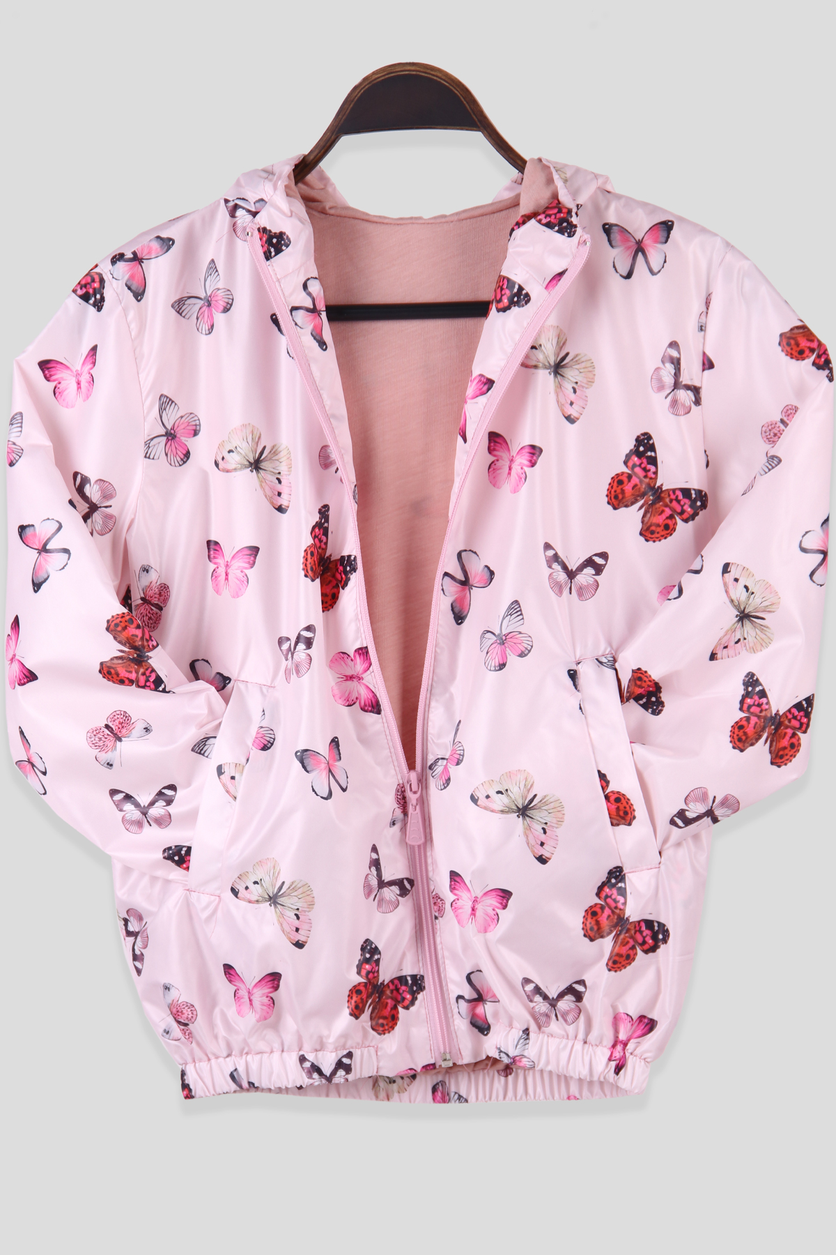 Breeze Kız Çocuk Yağmurluk Kelebek Desenli Pembe (9-12 Yaş)