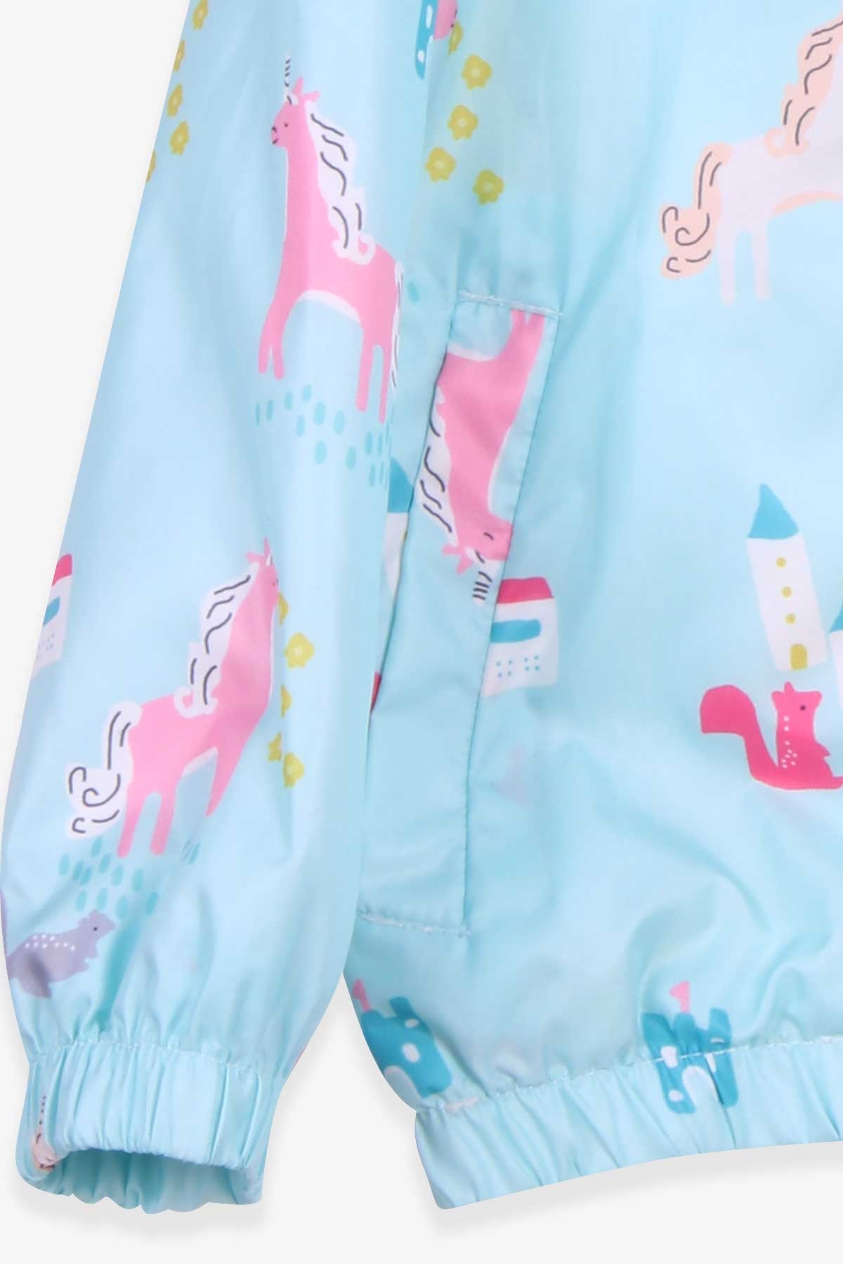 Breeze Kız Çocuk Yağmurluk Unicorn Desenli Turkuaz (1-6 Yaş)