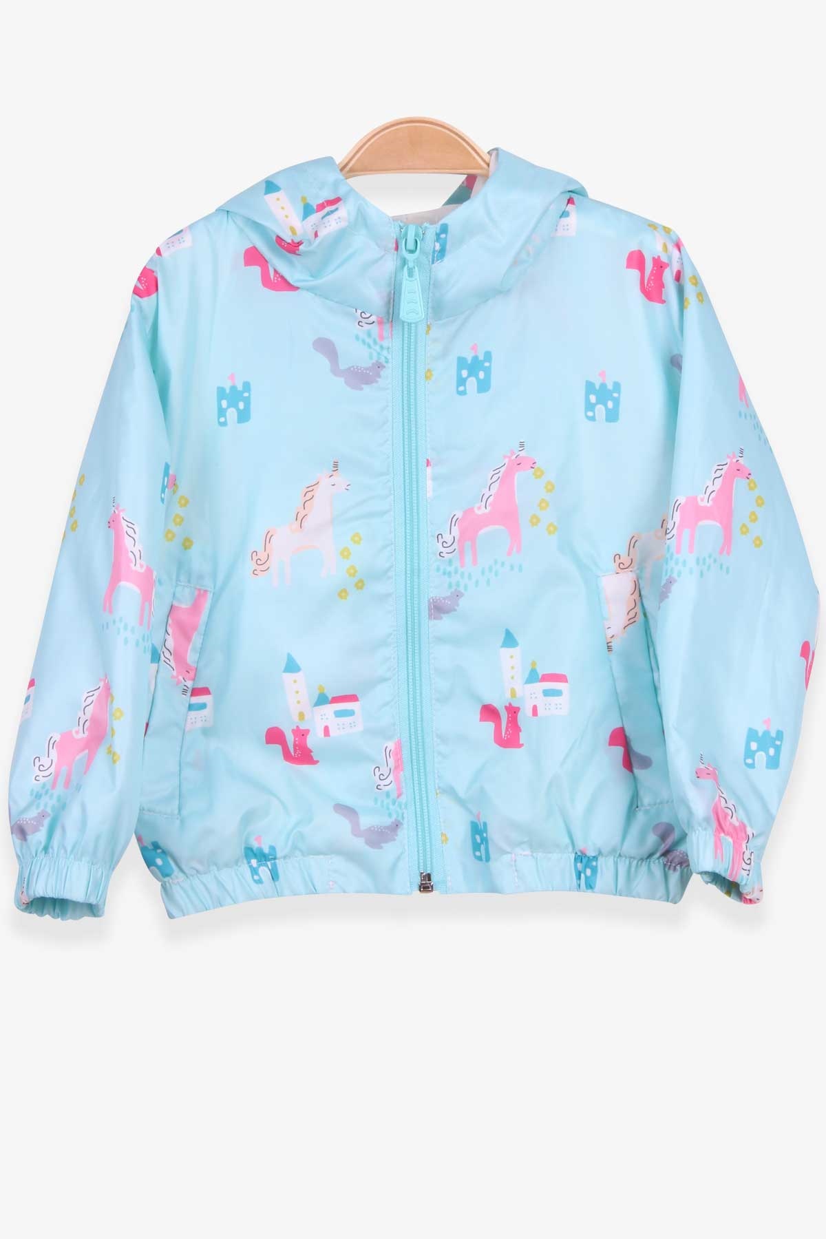 Breeze Kız Çocuk Yağmurluk Unicorn Desenli Turkuaz (1-6 Yaş)