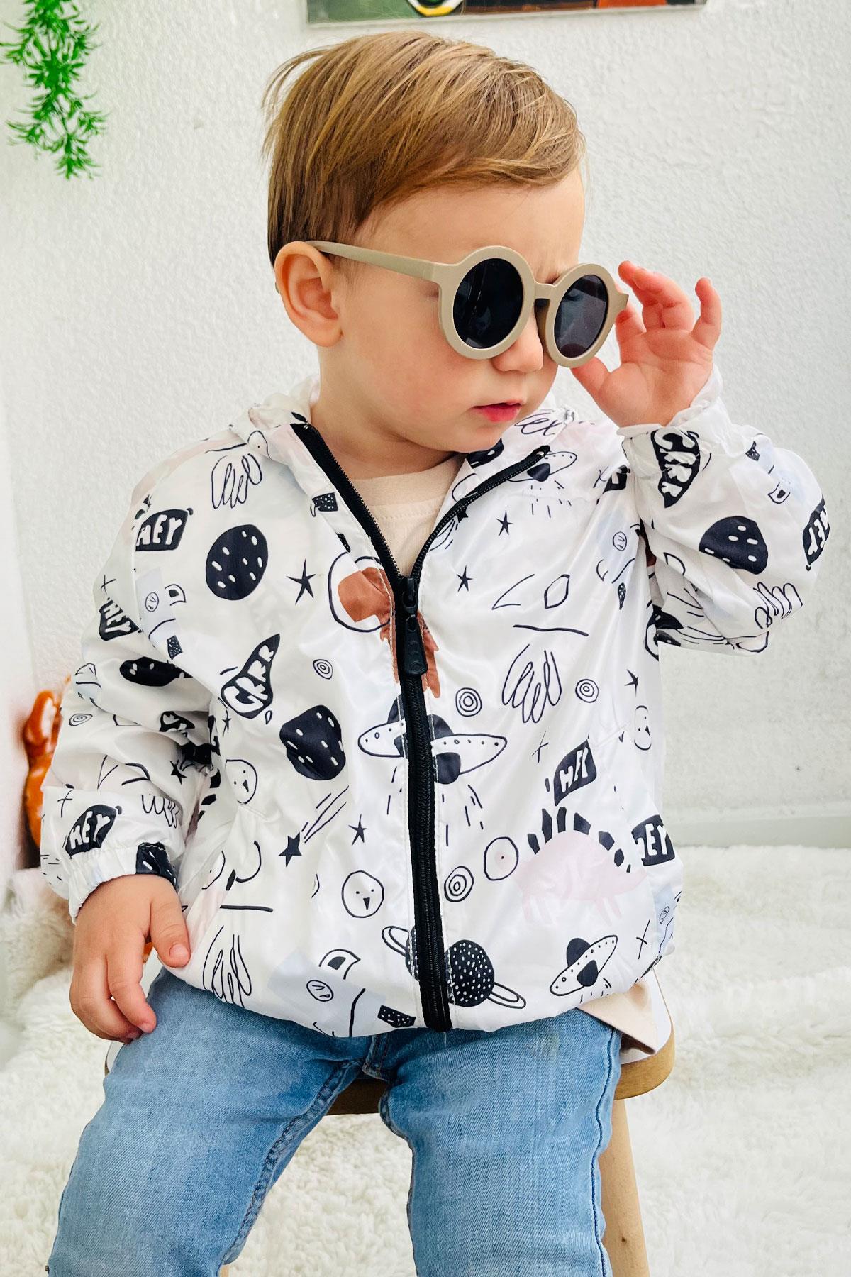 Breeze Kız Çocuk Yağmurluk Uzay Temalı Beyaz (1-6 Yaş)
