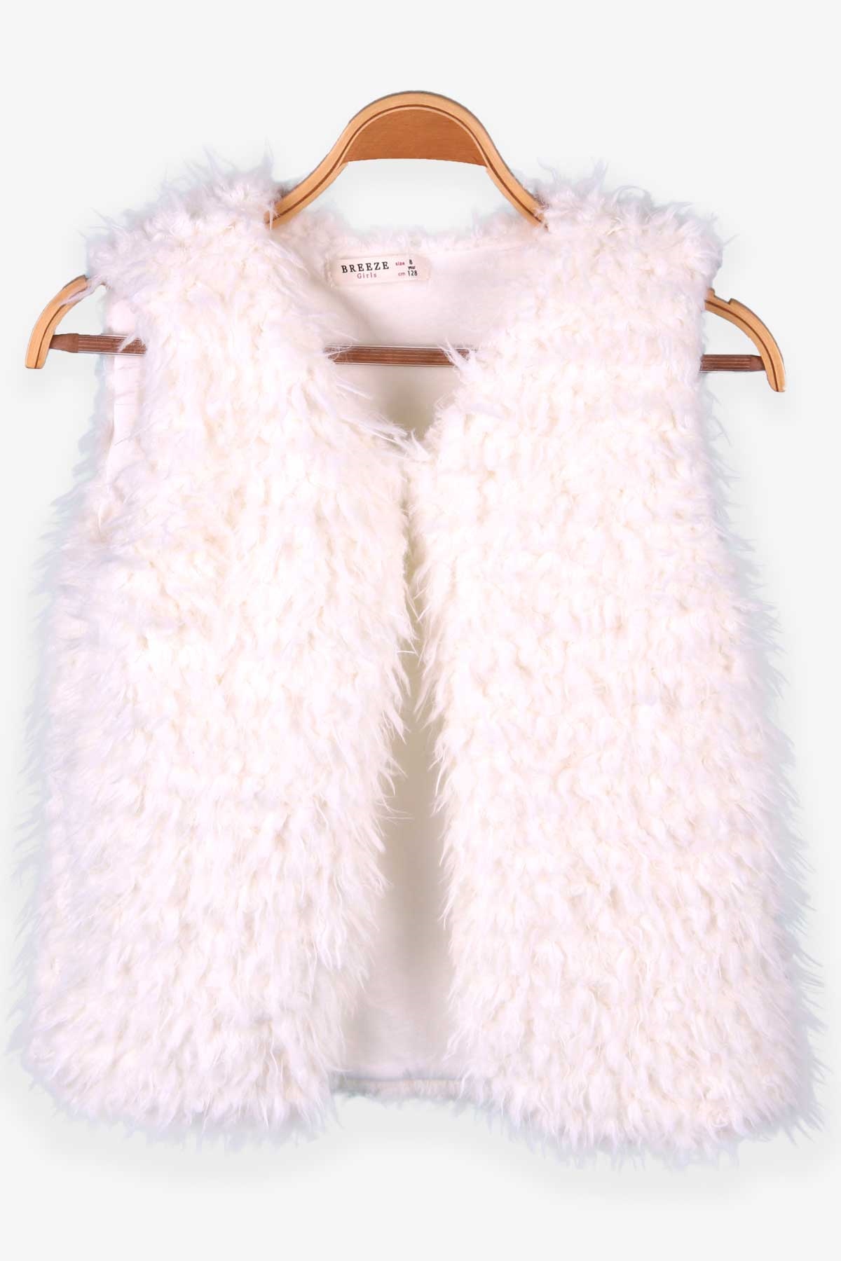 Breeze Kız Çocuk Yelek Peluşlu Ekru (2-14 Yaş)