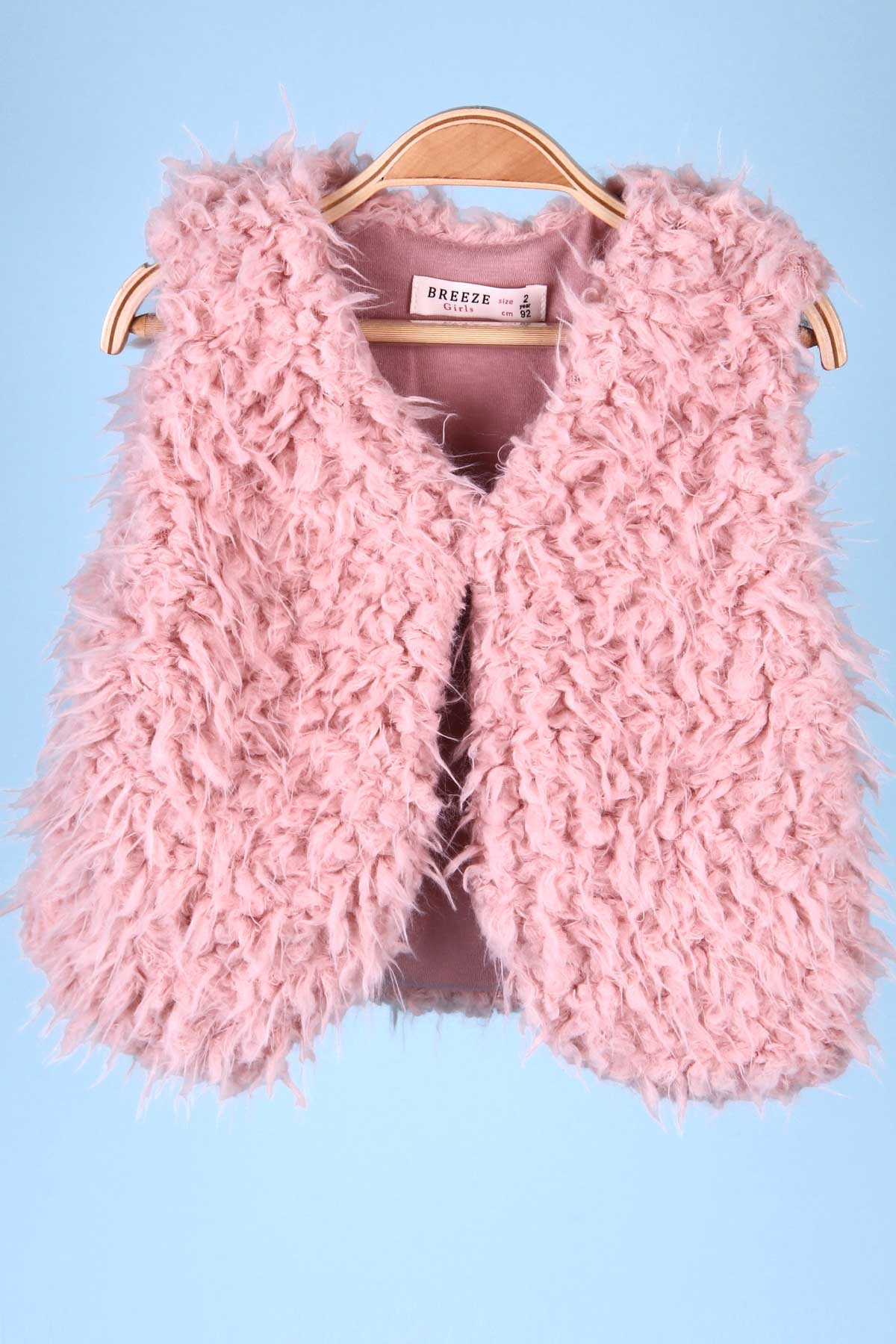 Breeze Kız Çocuk Yelek Peluşlu Pudra (2-6 Yaş)