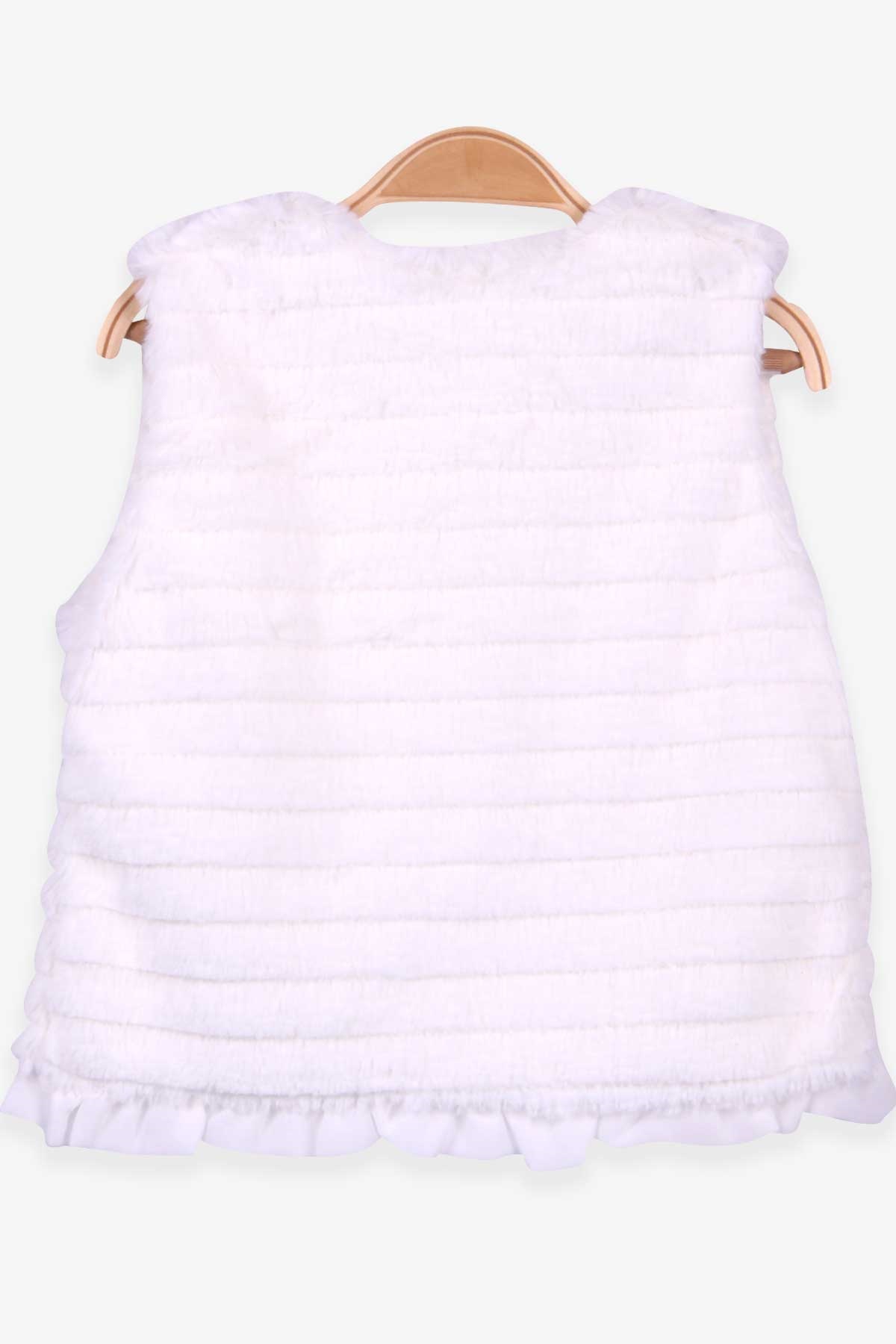 Breeze Kız Çocuk Yelek Tül Detaylı Peluş Ekru (1.5-5 Yaş)