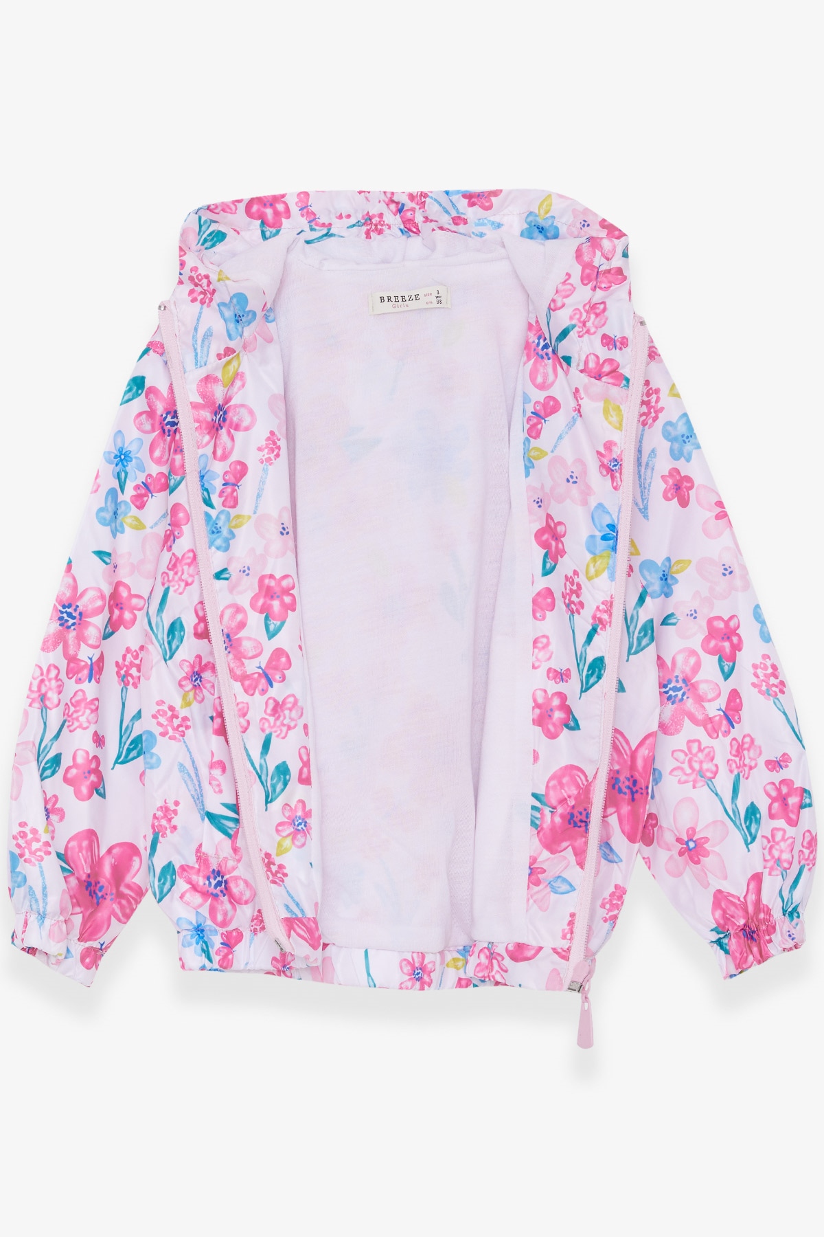 Breeze Kız ÇocukYağmurluk Çiçek Desenli Beyaz (1-6 Yaş)