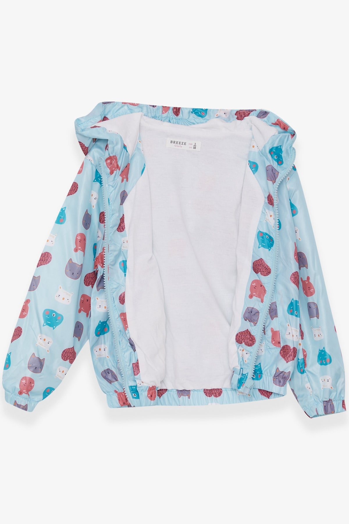 Breeze Kız ÇocukYağmurluk Hayvancık Desenli Açık Mavi (1-6 Yaş)