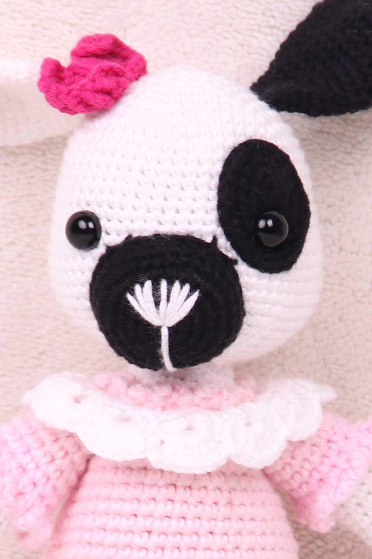 Breeze Köpek Bebek Amigurumi Organik Oyuncak Pudra (Boy 23 cm)