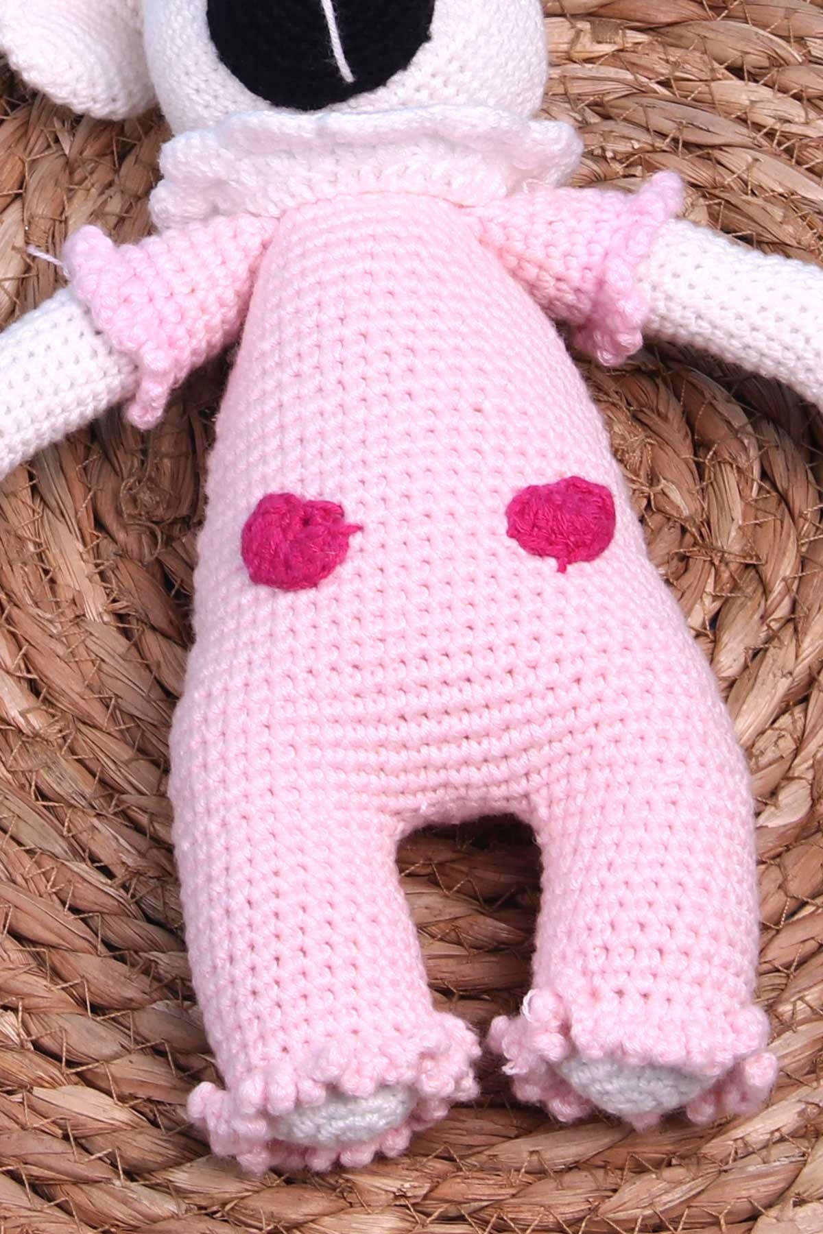 Breeze Köpek Bebek Amigurumi Organik Oyuncak Pudra (Boy 23 cm)
