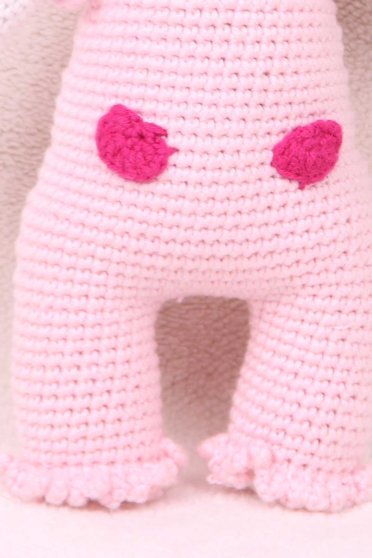 Breeze Köpek Bebek Amigurumi Organik Oyuncak Pudra (Boy 23 cm)