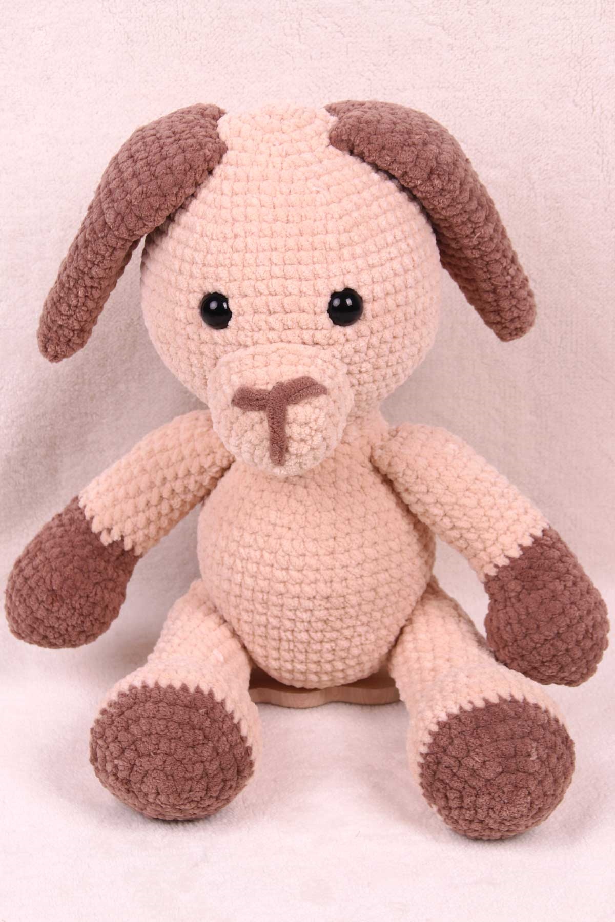 Breeze Minik Köpek Amigurumi Organik Oyuncak Açık Kahverengi (Boy 50 cm)