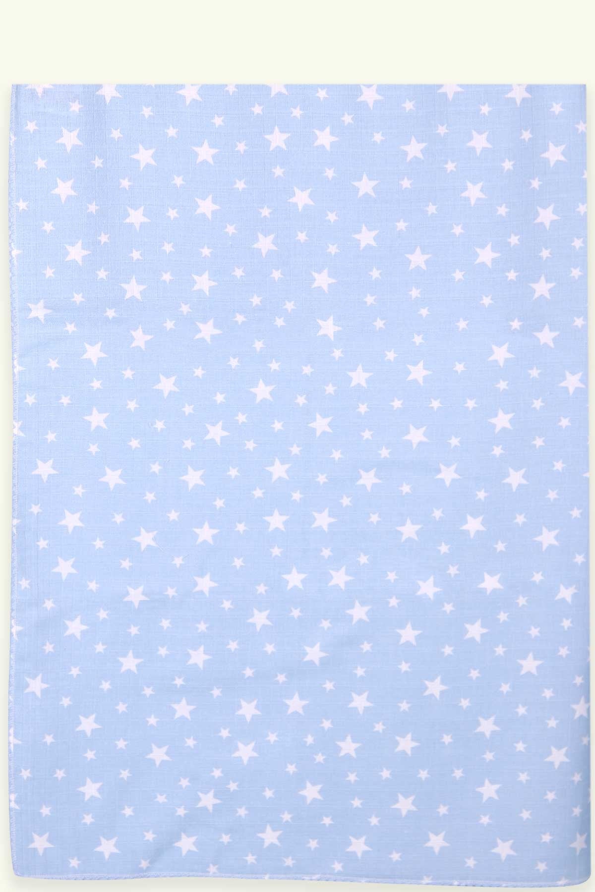 Breeze Müslin Yenidoğan Bebek Battaniyesi Yıldızlı Bebe Mavisi (95 x 95 cm)