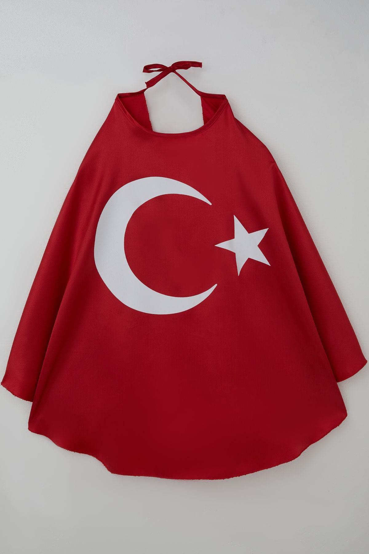 Breeze Türk Bayraklı Pelerin Kırmızı (120 x 75 cm)