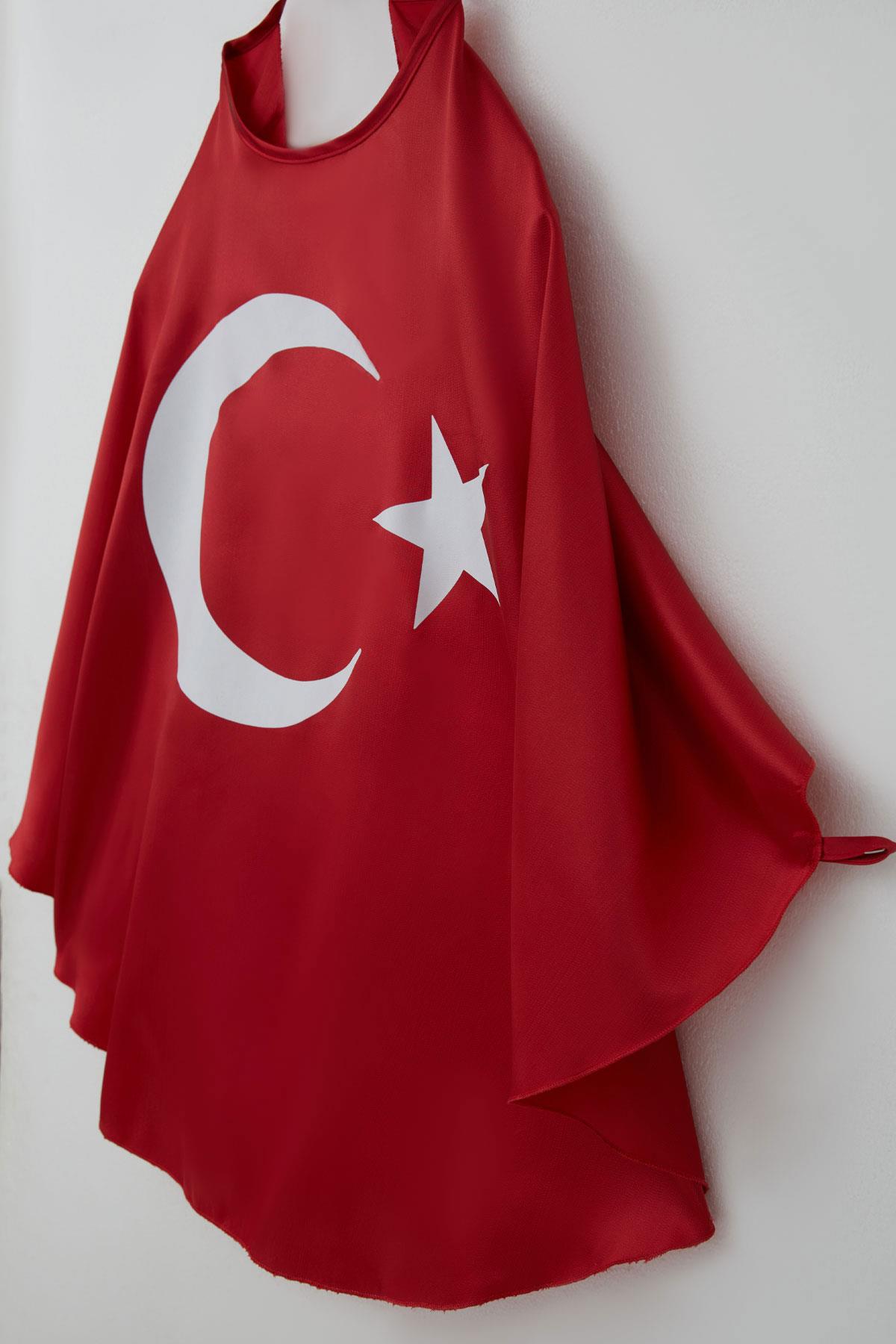 Breeze Türk Bayraklı Pelerin Kırmızı (120 x 75 cm)