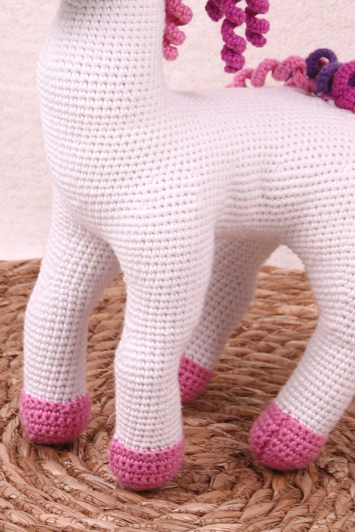 Breeze Unicorn Amigurumi Organik Oyuncak Ekru (Boy 35 cm-En 17 cm)