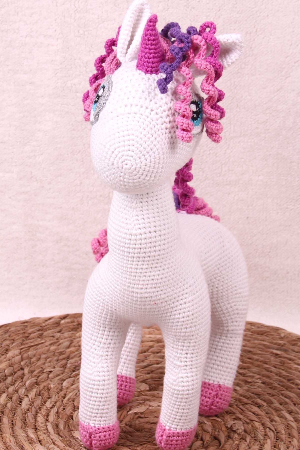 Breeze Unicorn Amigurumi Organik Oyuncak Ekru (Boy 35 cm-En 17 cm)