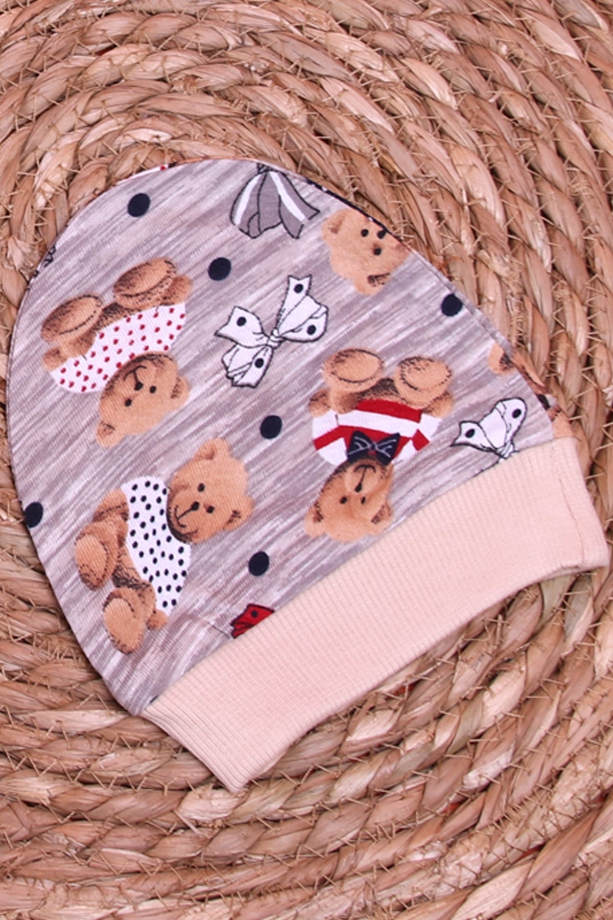 Breeze Yeni Doğan Bebek Şapkası Ayıcık Desenli Kahverengi (Standart)