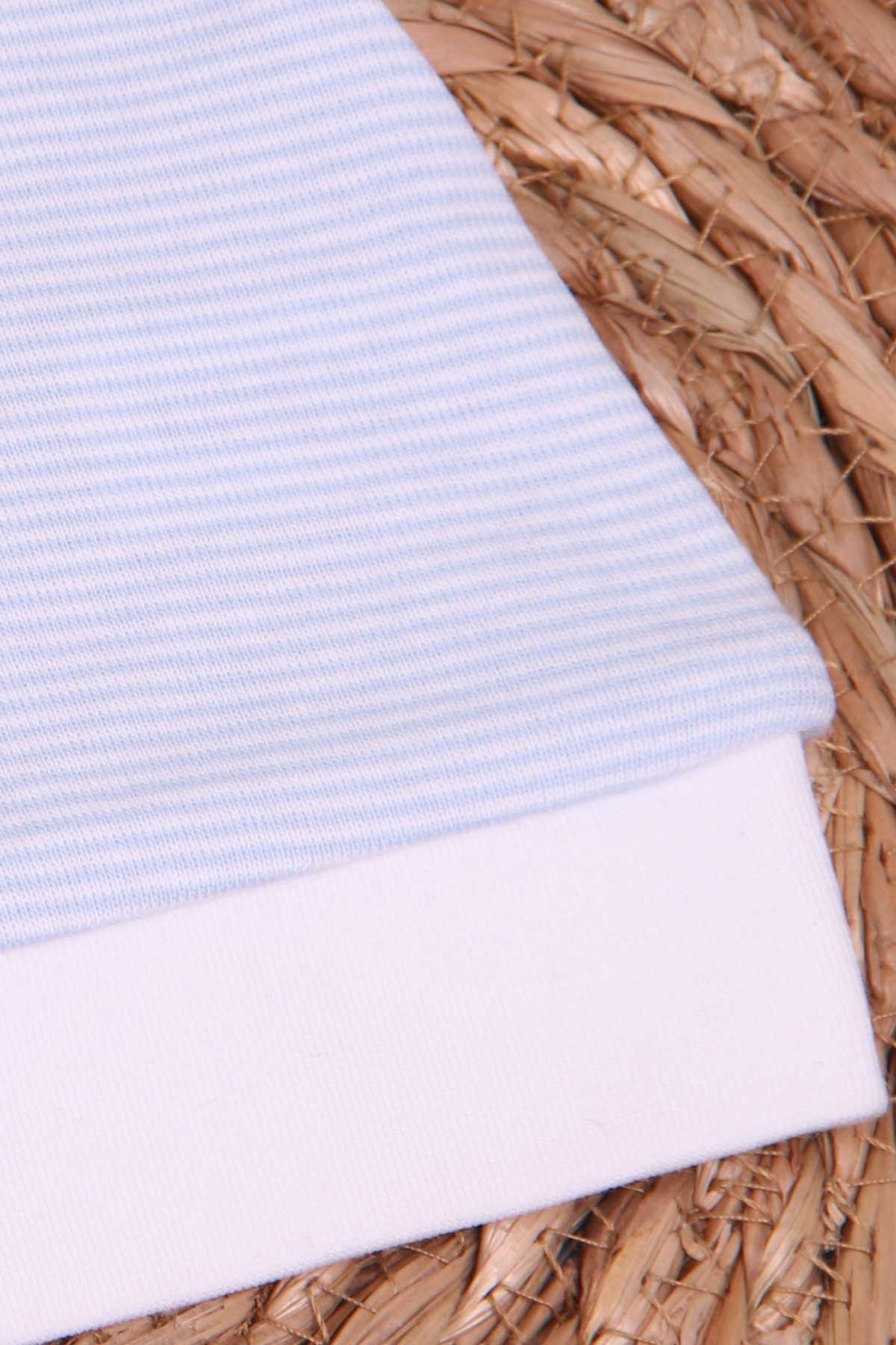 Breeze Yeni Doğan Bebek Şapkası Çizgili Bebe Mavisi (Standart)