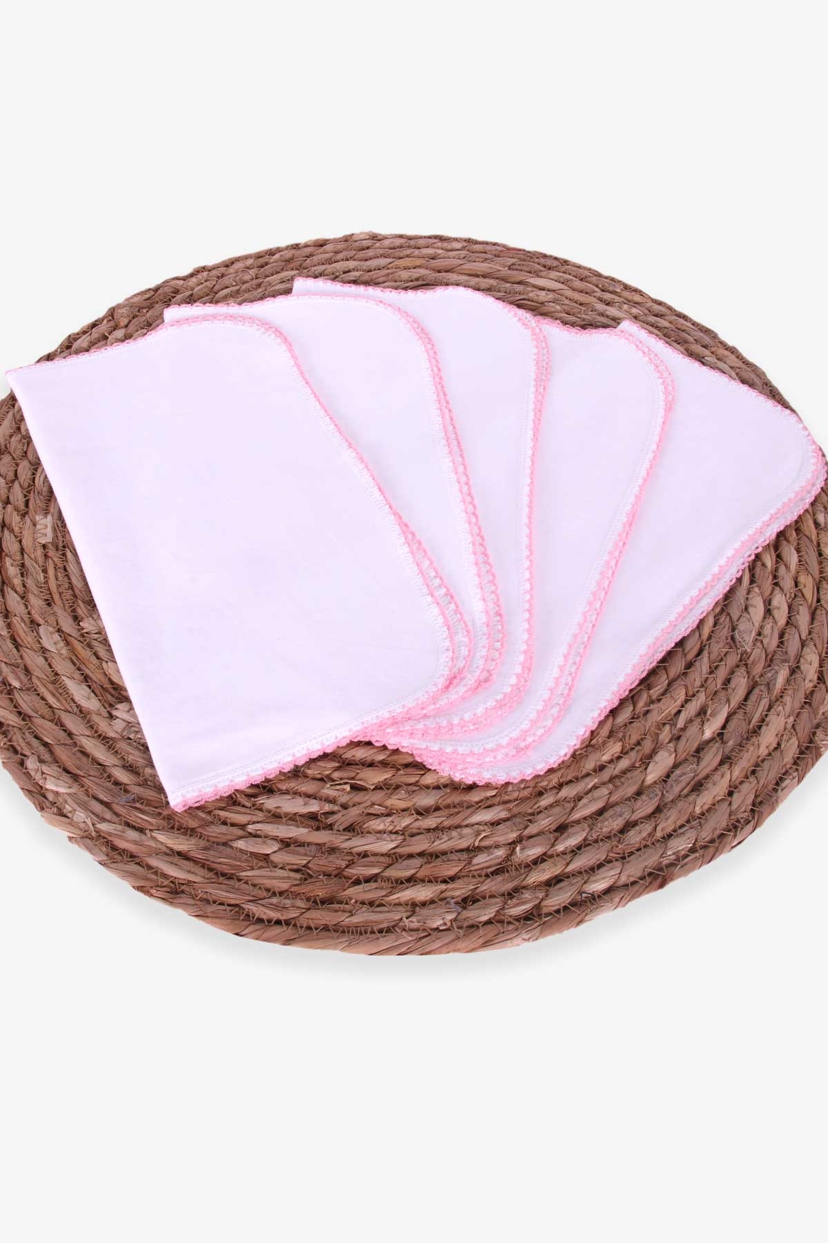 Breeze Yenidoğan Bebe Ağız Mendili 5 li Kroşetalı Beyaz