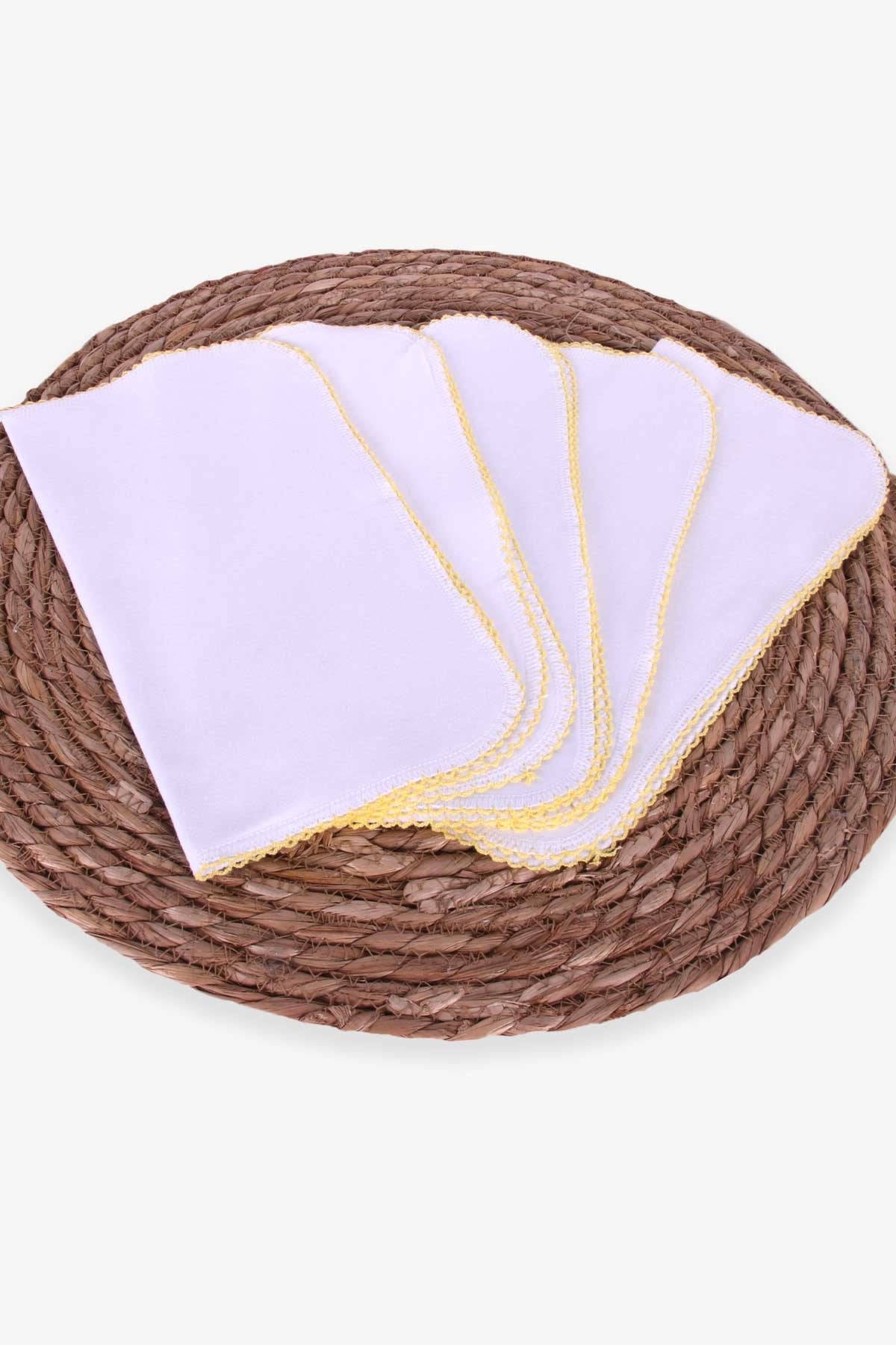 Breeze Yenidoğan Bebe Ağız Mendili 5 li Kroşetalı Beyaz
