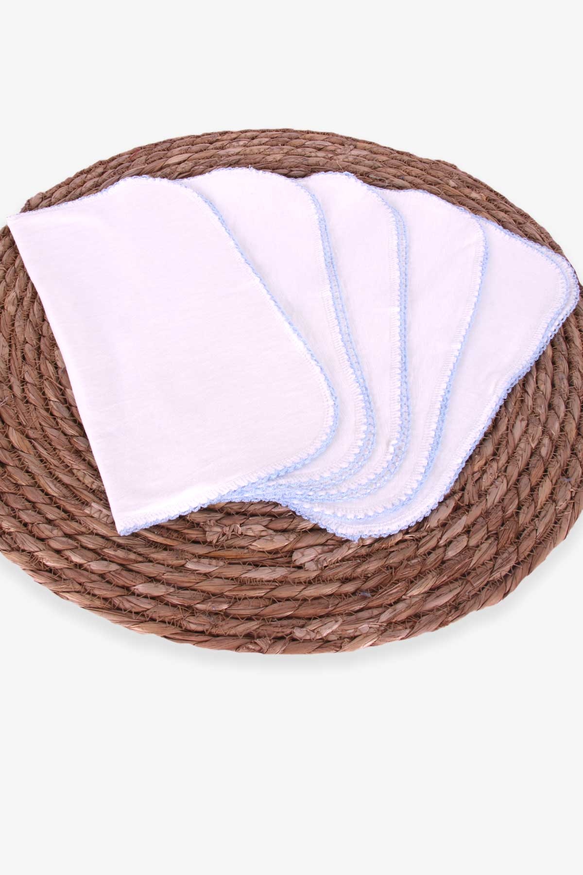 Breeze Yenidoğan Bebe Ağız Mendili 5 li Kroşetalı Ekru