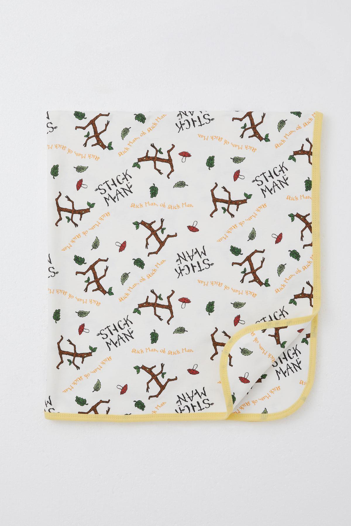 Breeze  Yenidoğan Bebek Battaniyesi Ağaç Adam Desenli Beyaz (Standart)