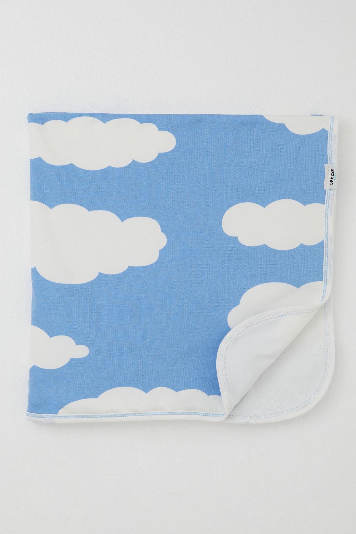 Breeze  Yenidoğan Bebek Battaniyesi Bulut Desenli Mavi (80 X 90 cm)