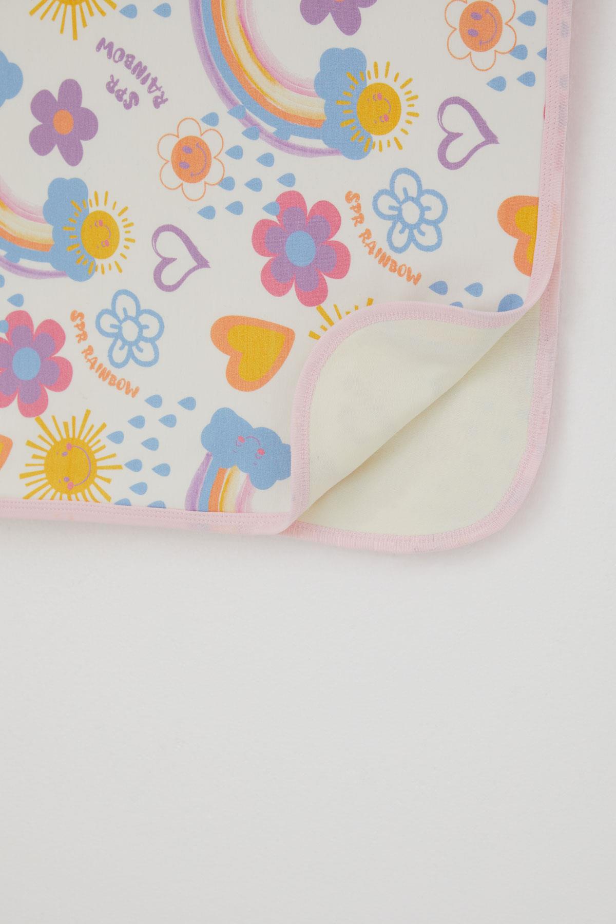 Breeze  Yenidoğan Bebek Battaniyesi Çiçek Desenli & Güneşli Ekru (79 x 88 cm)