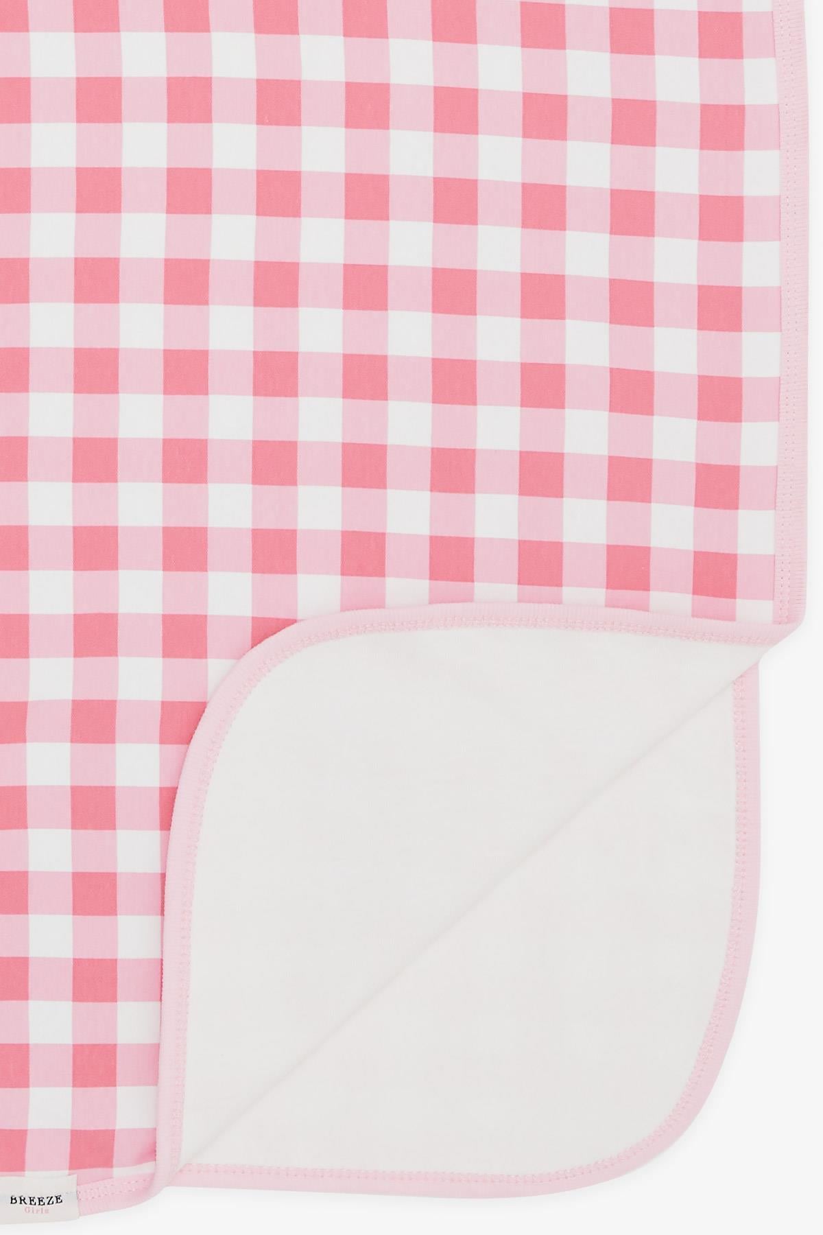 Breeze Yenidoğan Bebek Battaniyesi Ekose Desenli Pembe