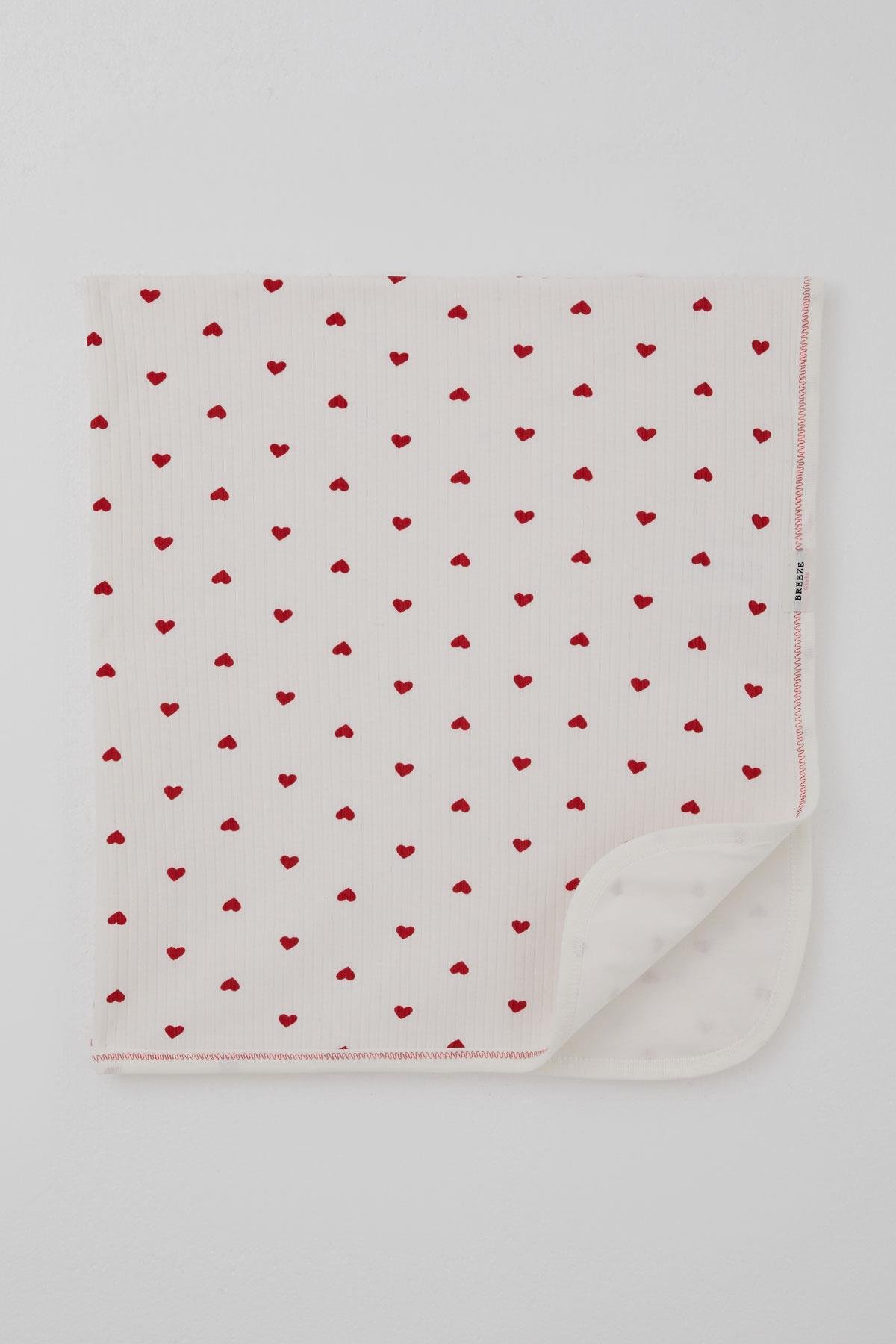 Breeze  Yenidoğan Bebek Battaniyesi Kalp Desenli Ekru (78 x 88 cm)