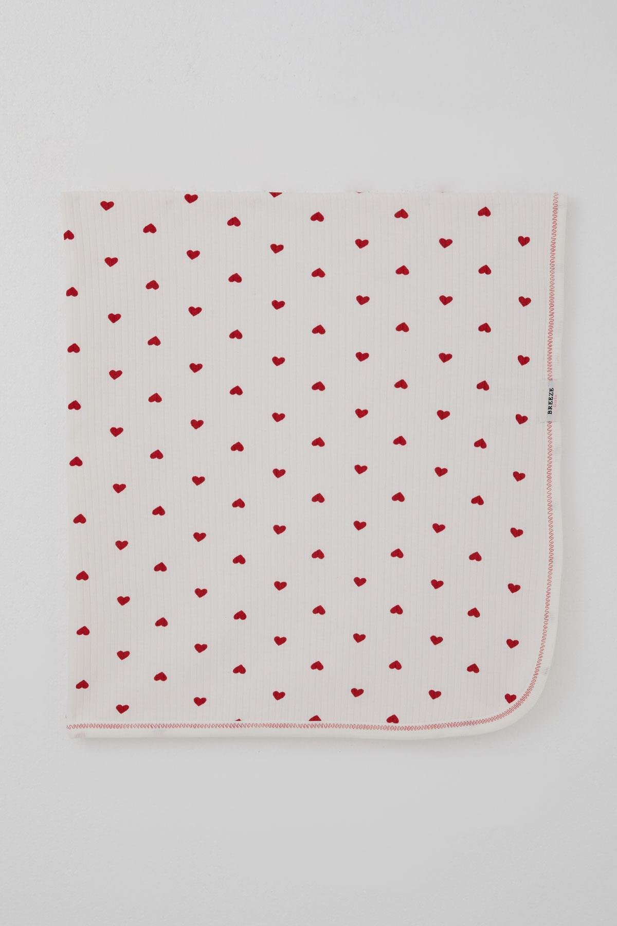 Breeze  Yenidoğan Bebek Battaniyesi Kalp Desenli Ekru (78 x 88 cm)