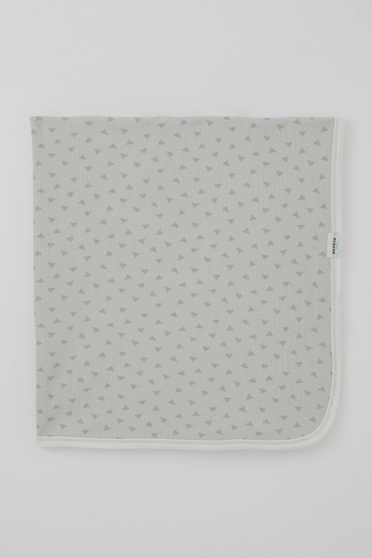 Breeze  Yenidoğan Bebek Battaniyesi Minik Üçgenler Desenli Su Yeşili (76 x 87 cm)