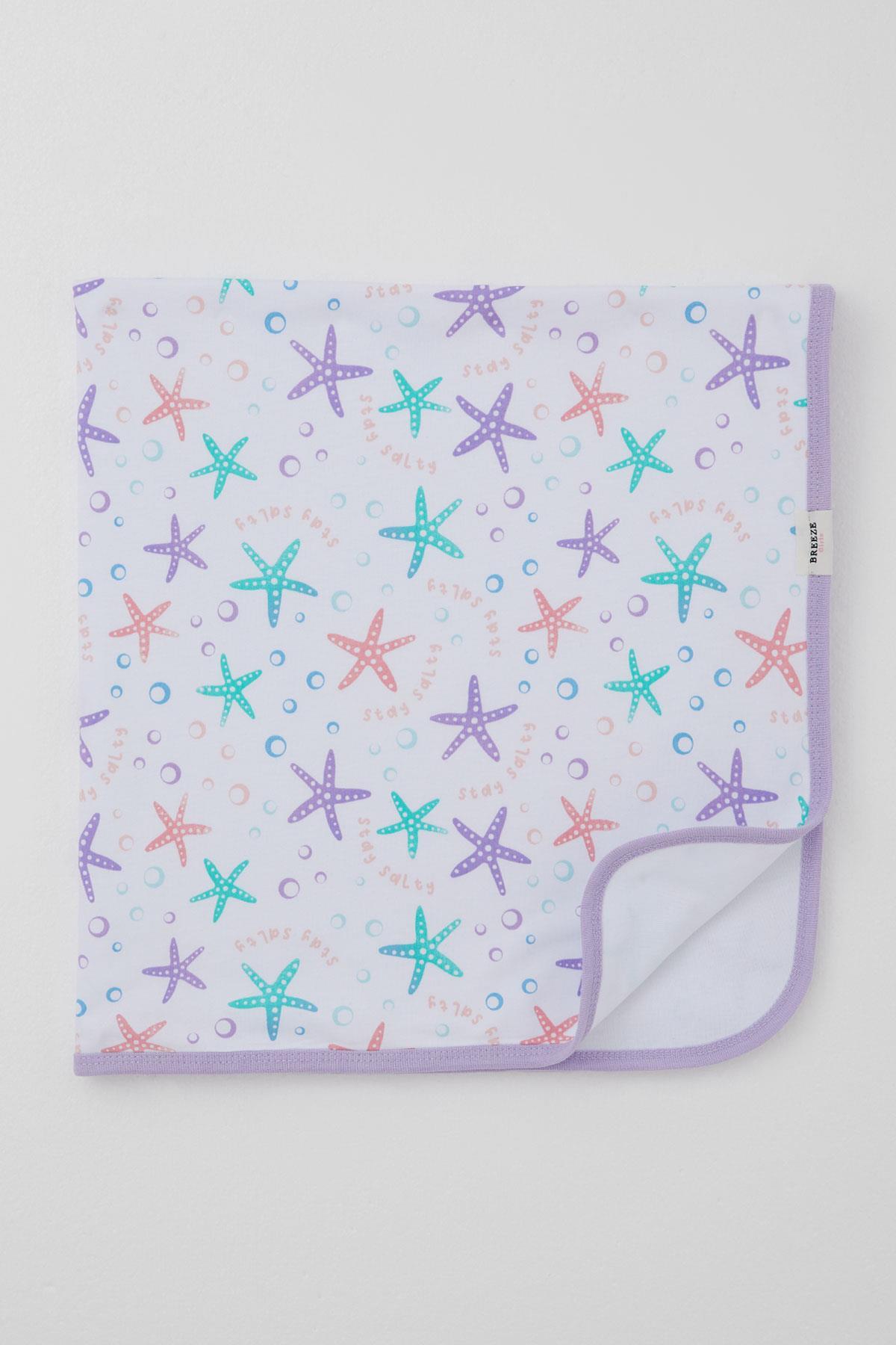 Breeze  Yenidoğan Bebek Battaniyesi Renkli Deniz Yıldızı Desenli Beyaz (78 x 88 cm)