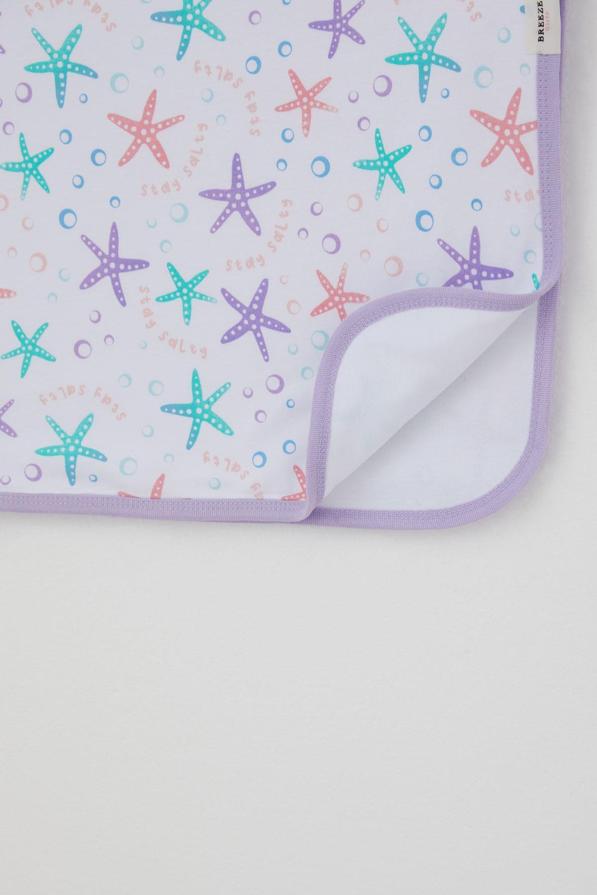 Breeze  Yenidoğan Bebek Battaniyesi Renkli Deniz Yıldızı Desenli Beyaz (78 x 88 cm)